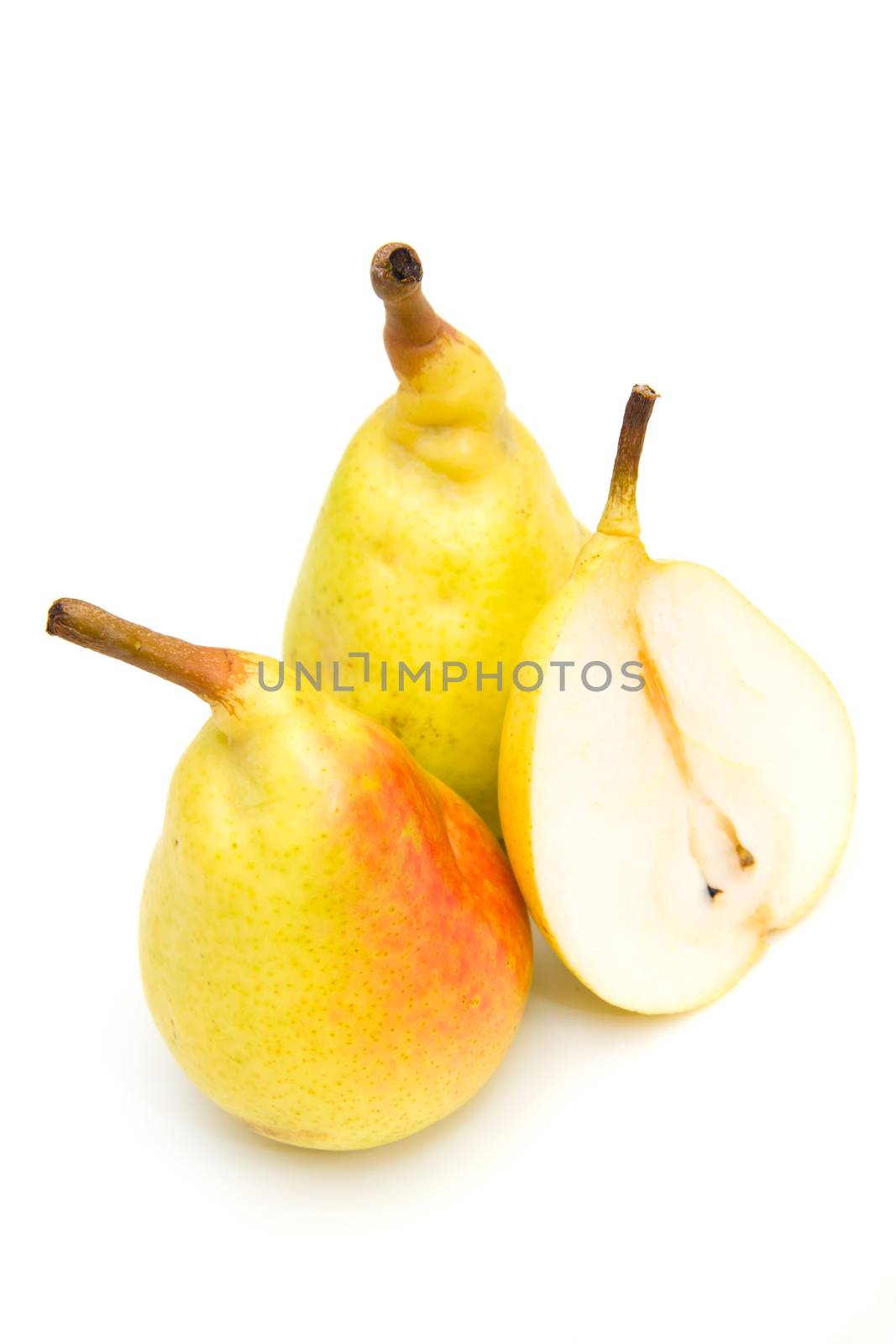 Group of pears on white background