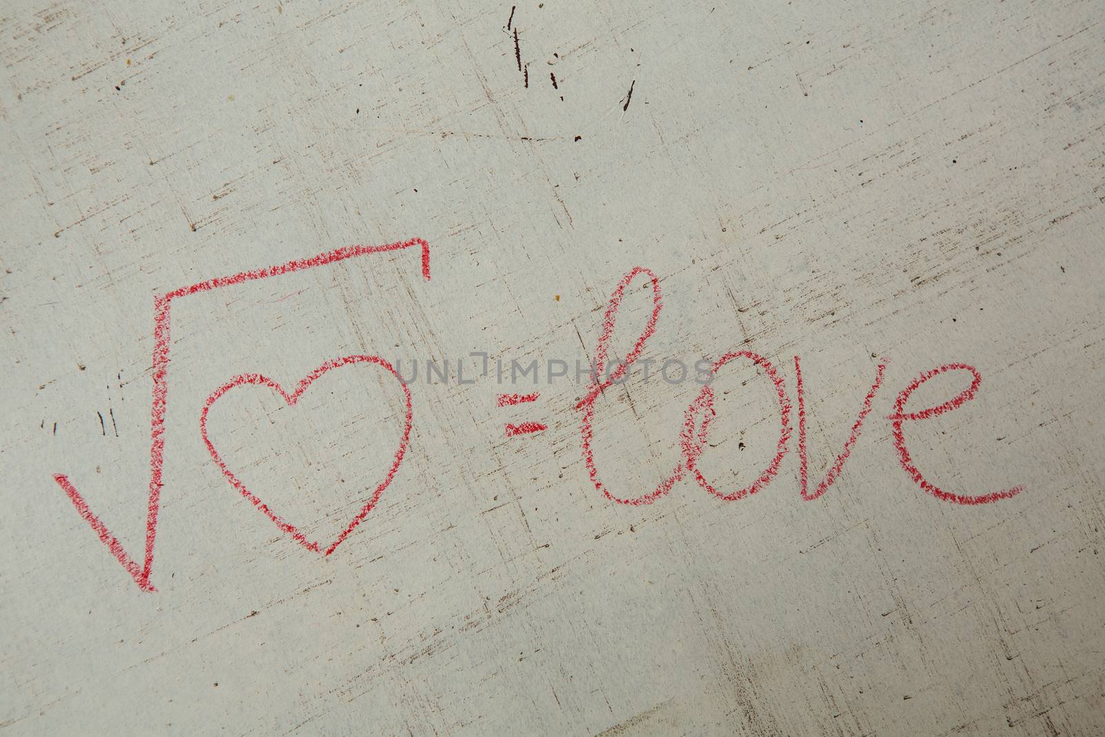 Square root of heart on white. Handwritten love formula.  by sarymsakov
