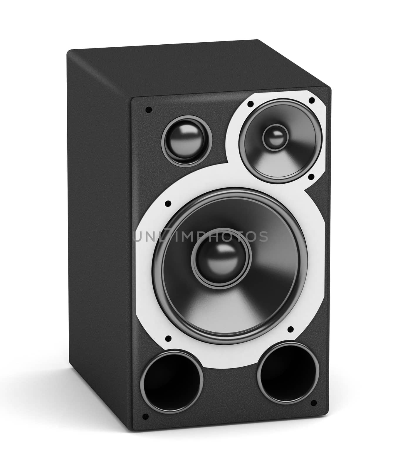 One concert style speaker  hi-fi audio system on white background