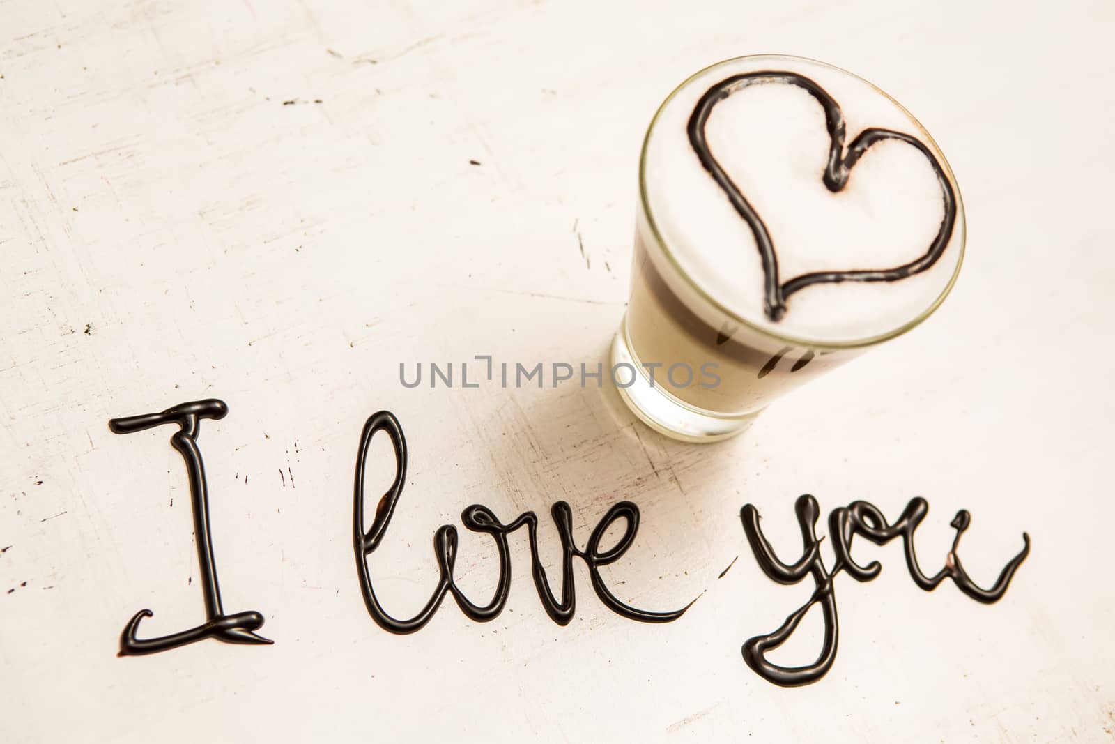 Love coffee cup and handwriting. I love you. Creative  by sarymsakov