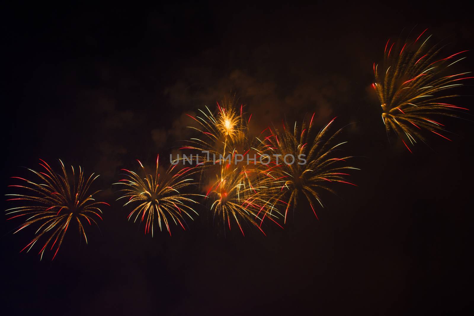 Colorful fireworks over dark sky