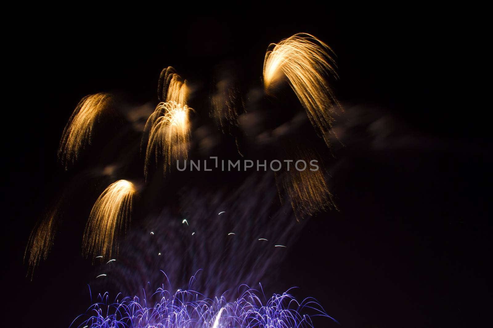 Colorful fireworks over dark sky