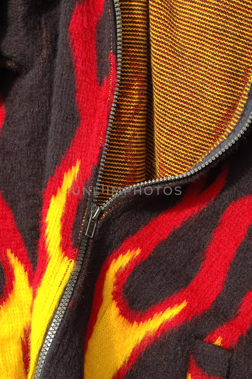 flame print clothing close-up