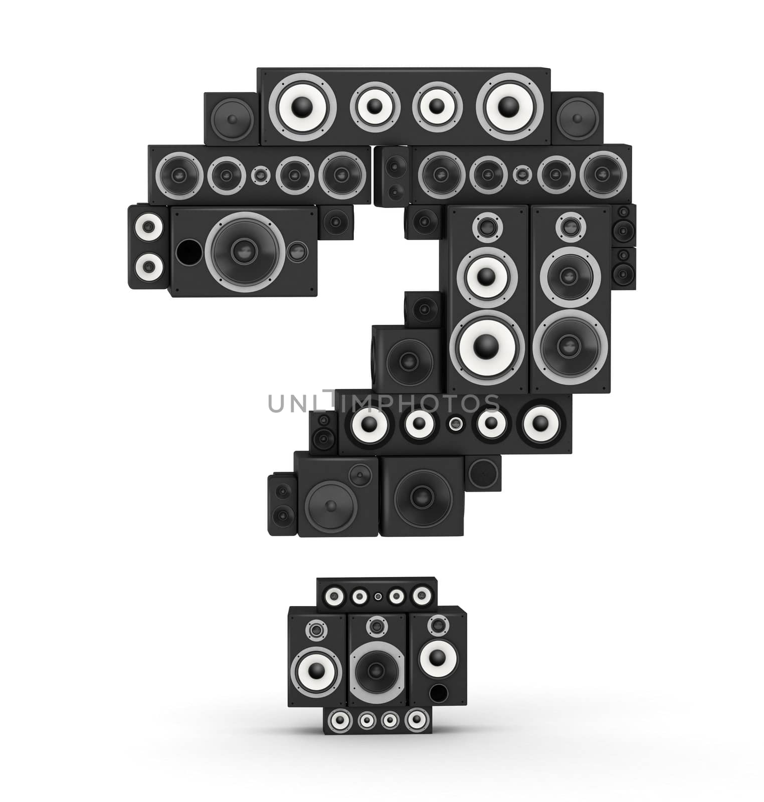 Question mark from black woods hi-fi speakers sound systems