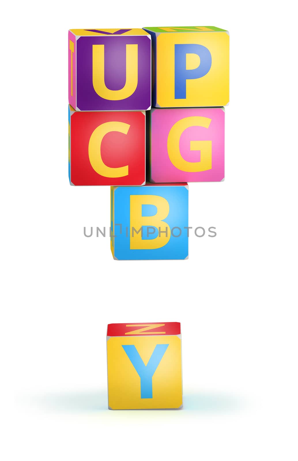 Exclamation mark from ABC cubes for kid spell education