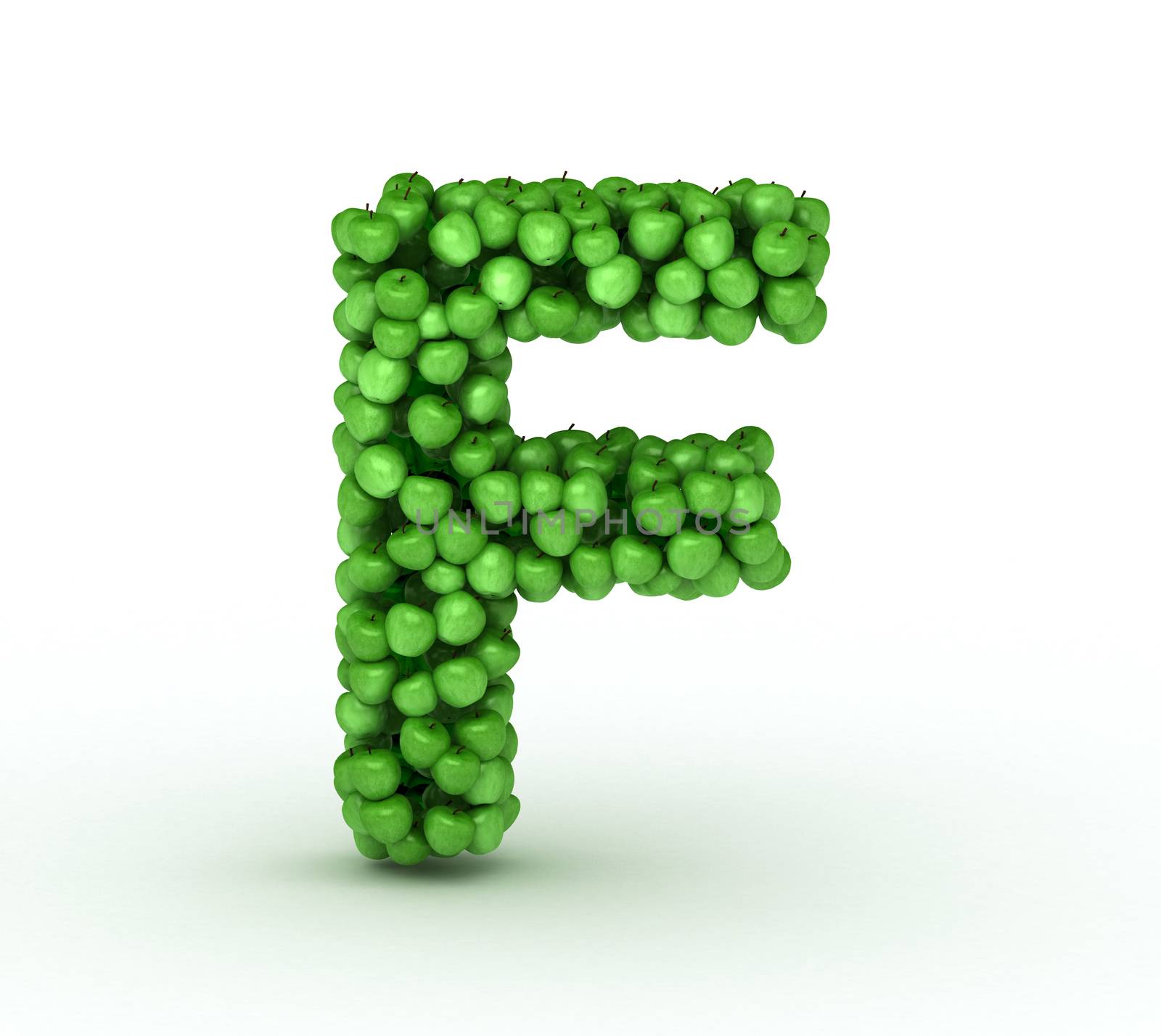 Letter f, from scattered green fresh apples by iunewind