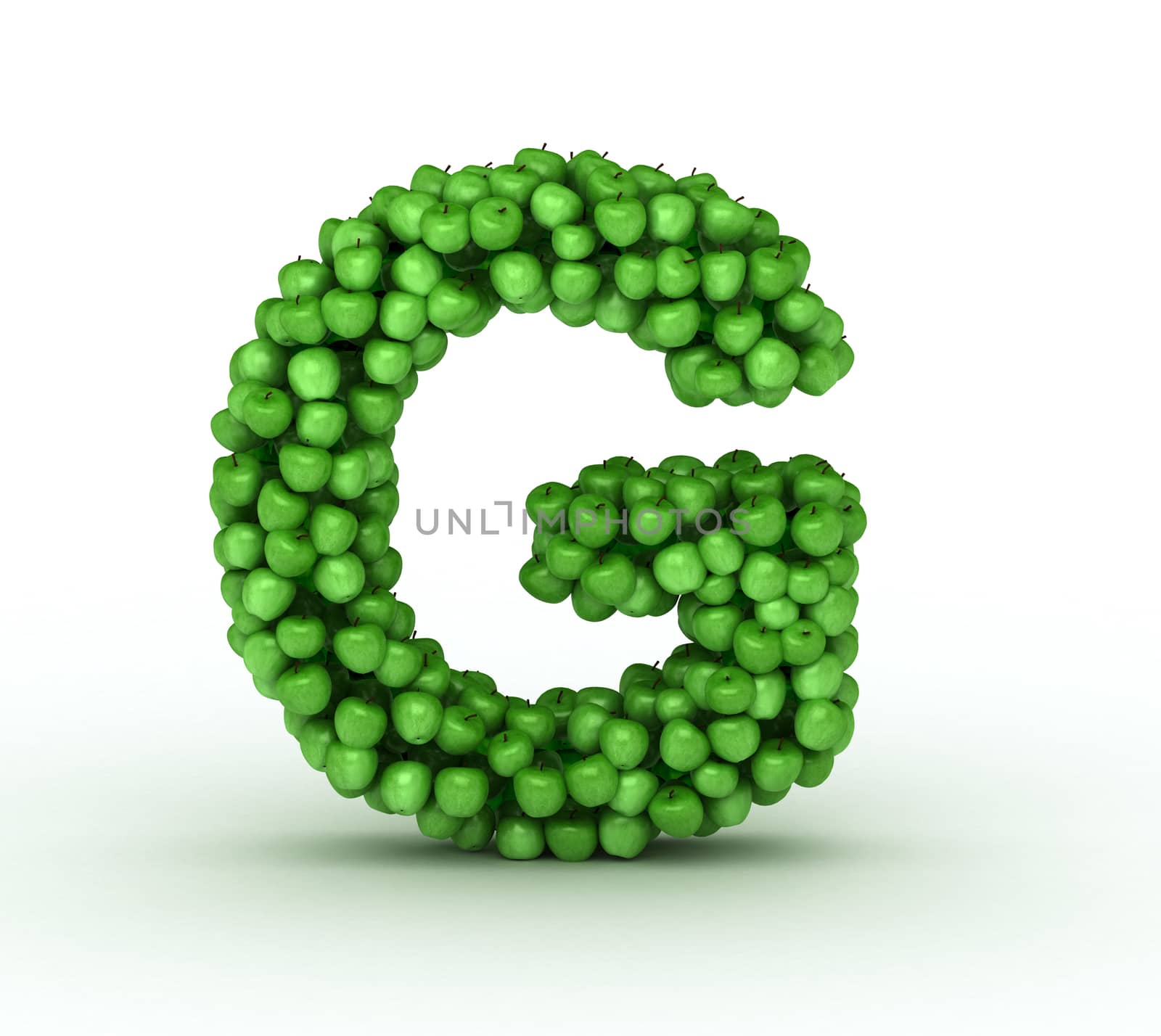 Letter G, from scattered green fresh apples by iunewind