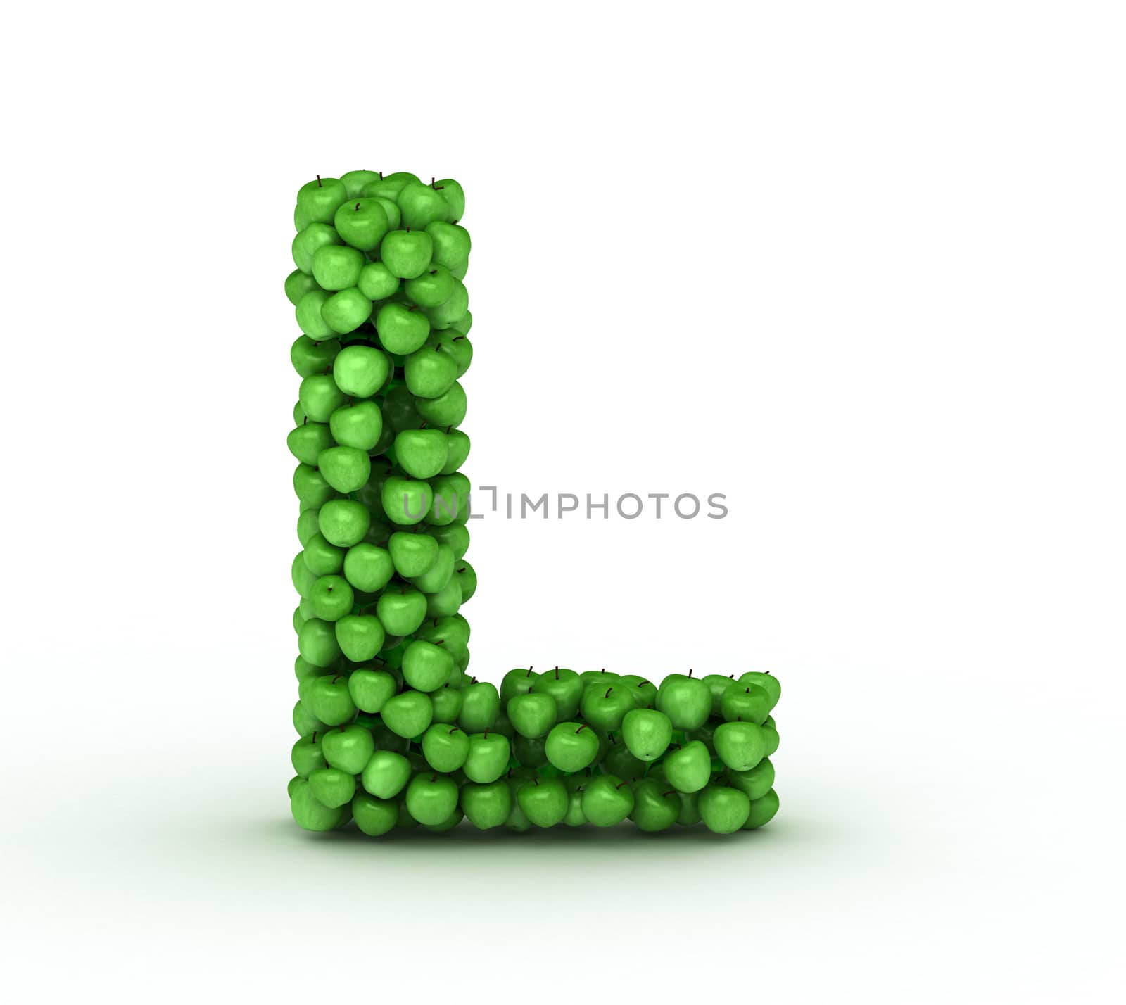 Letter l, from scattered green fresh apples by iunewind