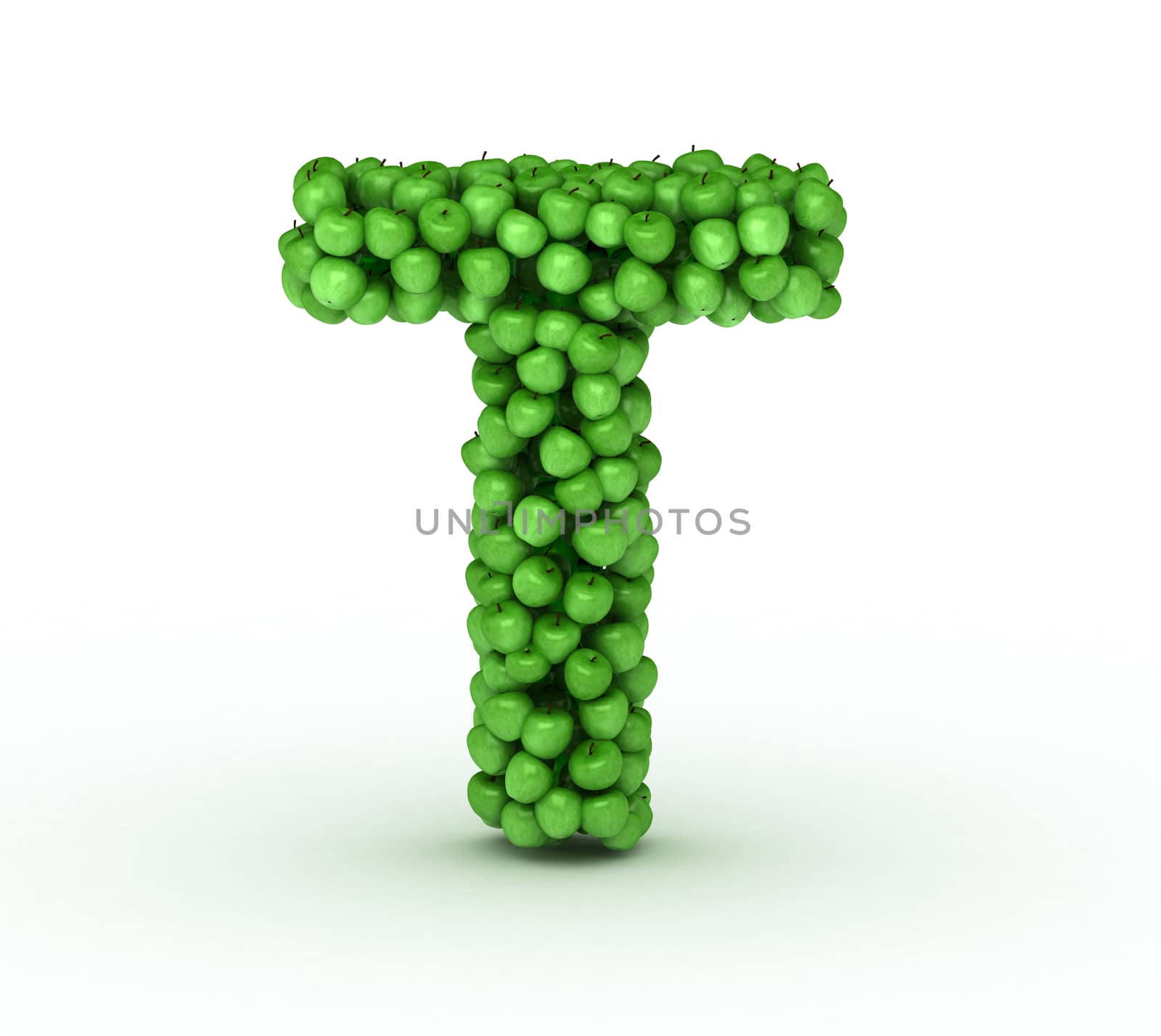 Letter t, from scattered green fresh apples by iunewind