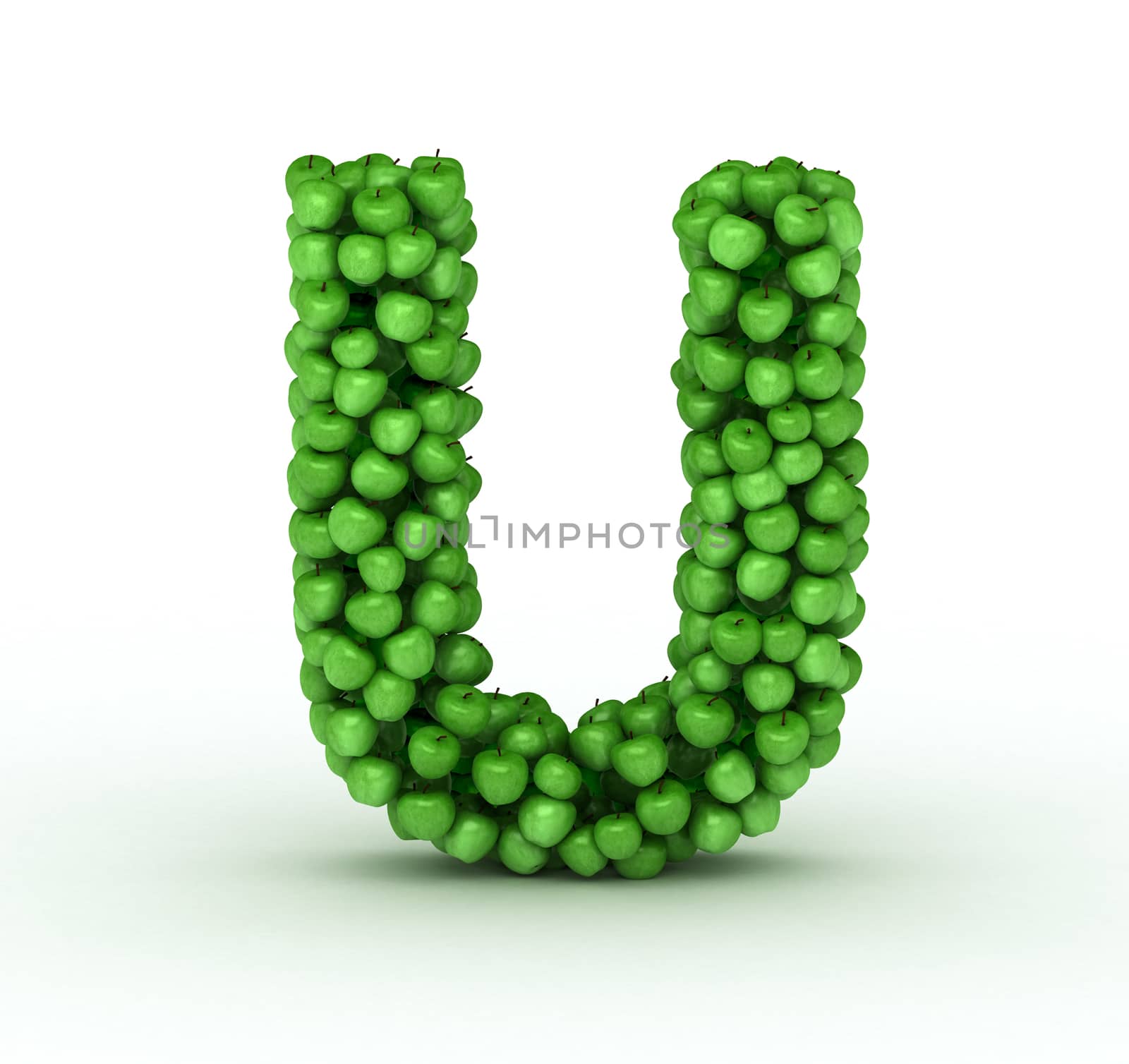 Letter u, from scattered green fresh apples by iunewind