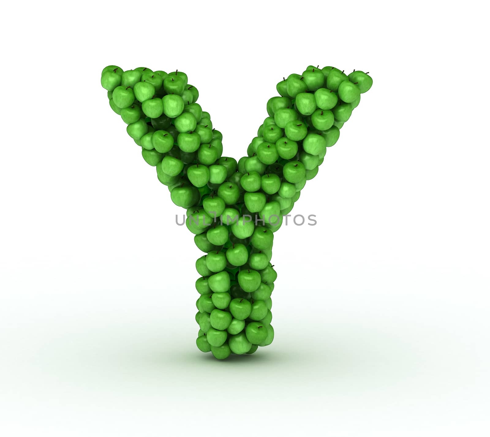 Letter y, from scattered green fresh apples by iunewind