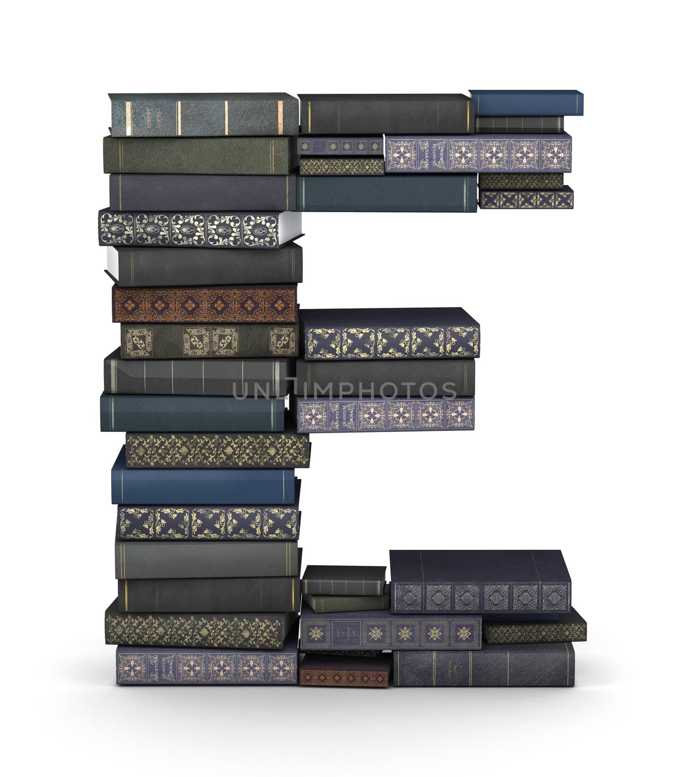 Letter E, stack of books by iunewind