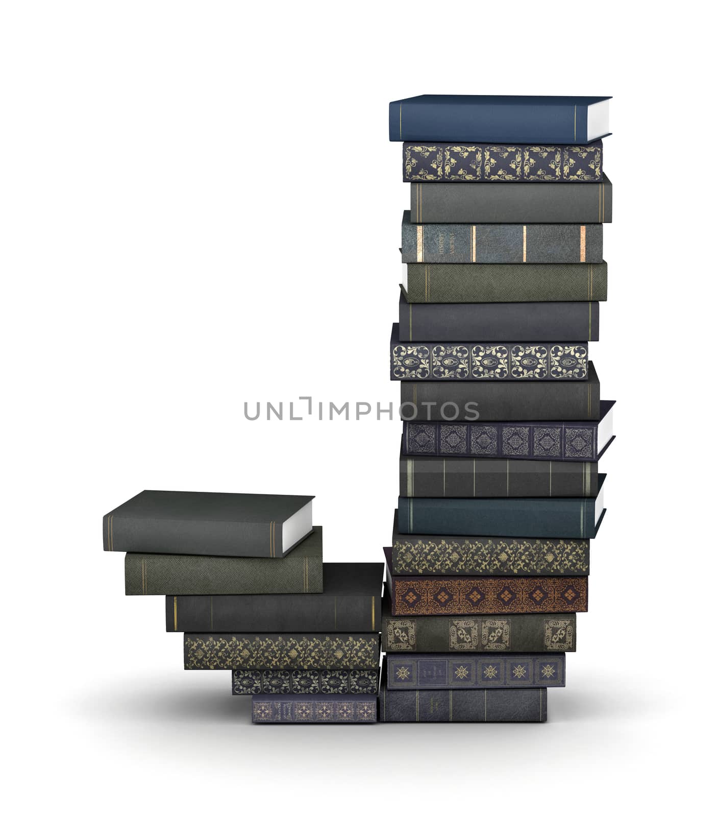 Letter J, stack of books by iunewind