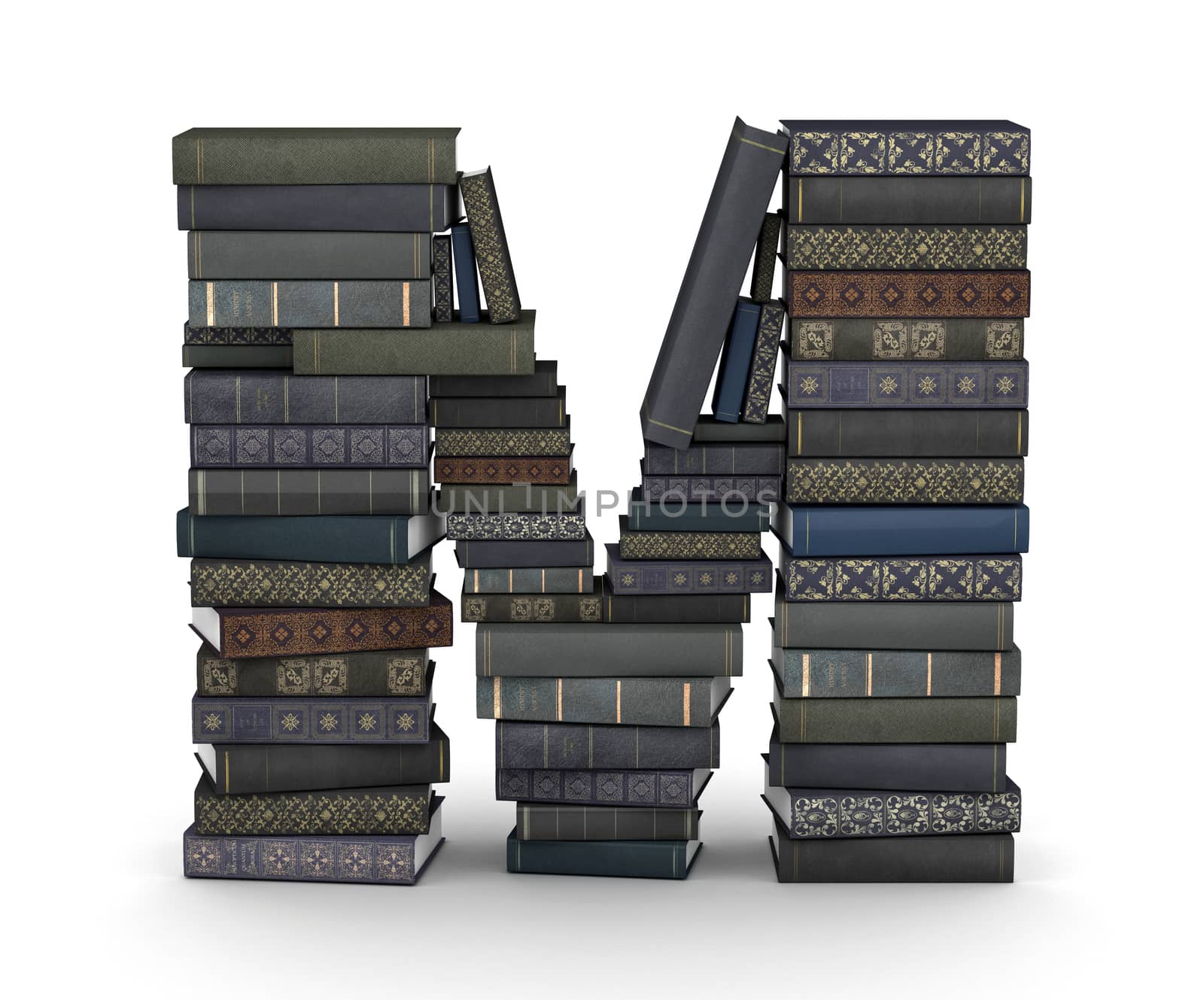 Letter M, stack of books by iunewind