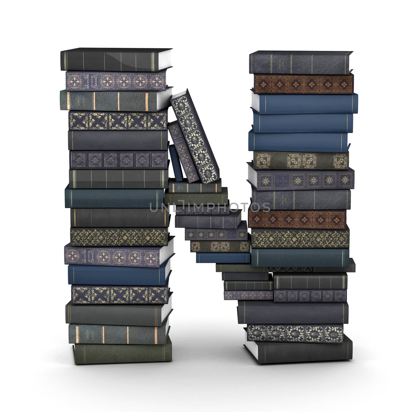 Letter N, stack of books by iunewind