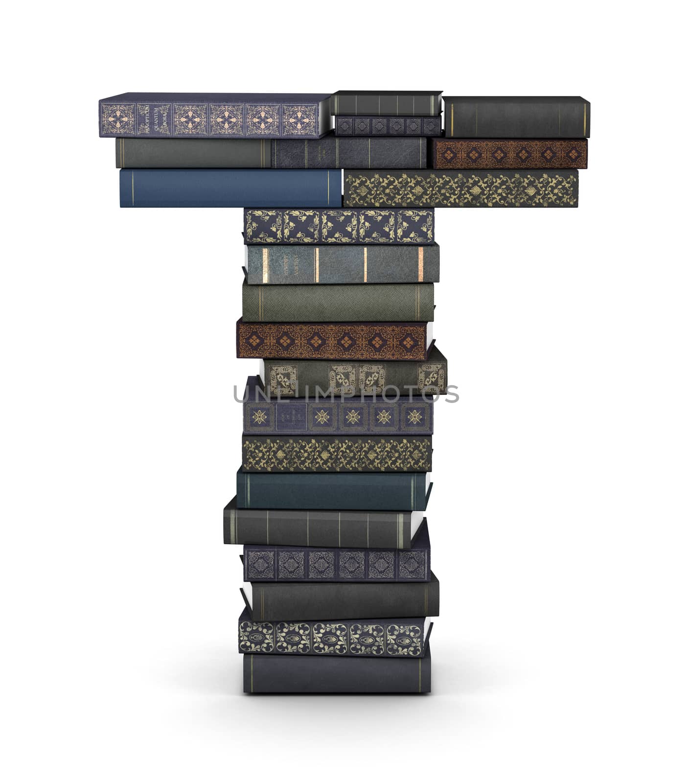 Letter T, stack of books by iunewind