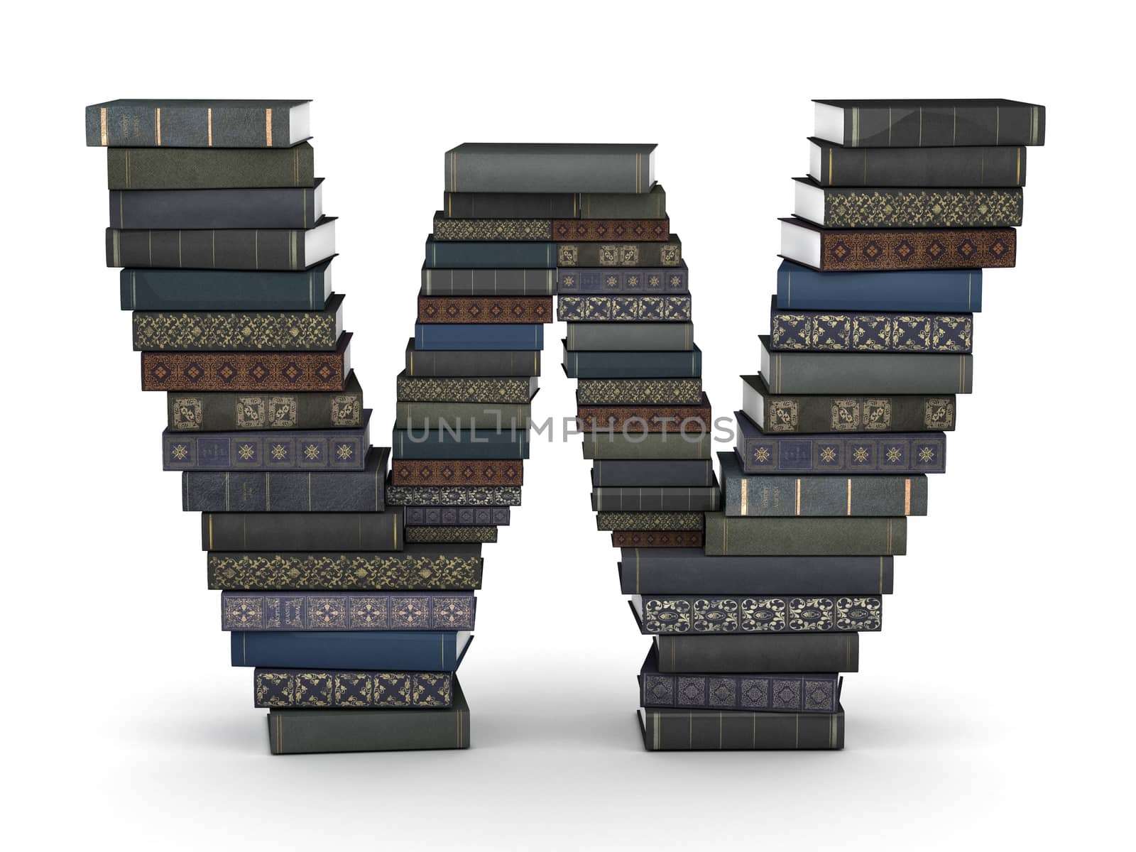 Letter W, stack of books by iunewind