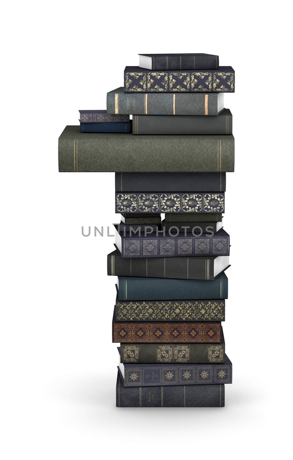 Number 1, stack of books by iunewind