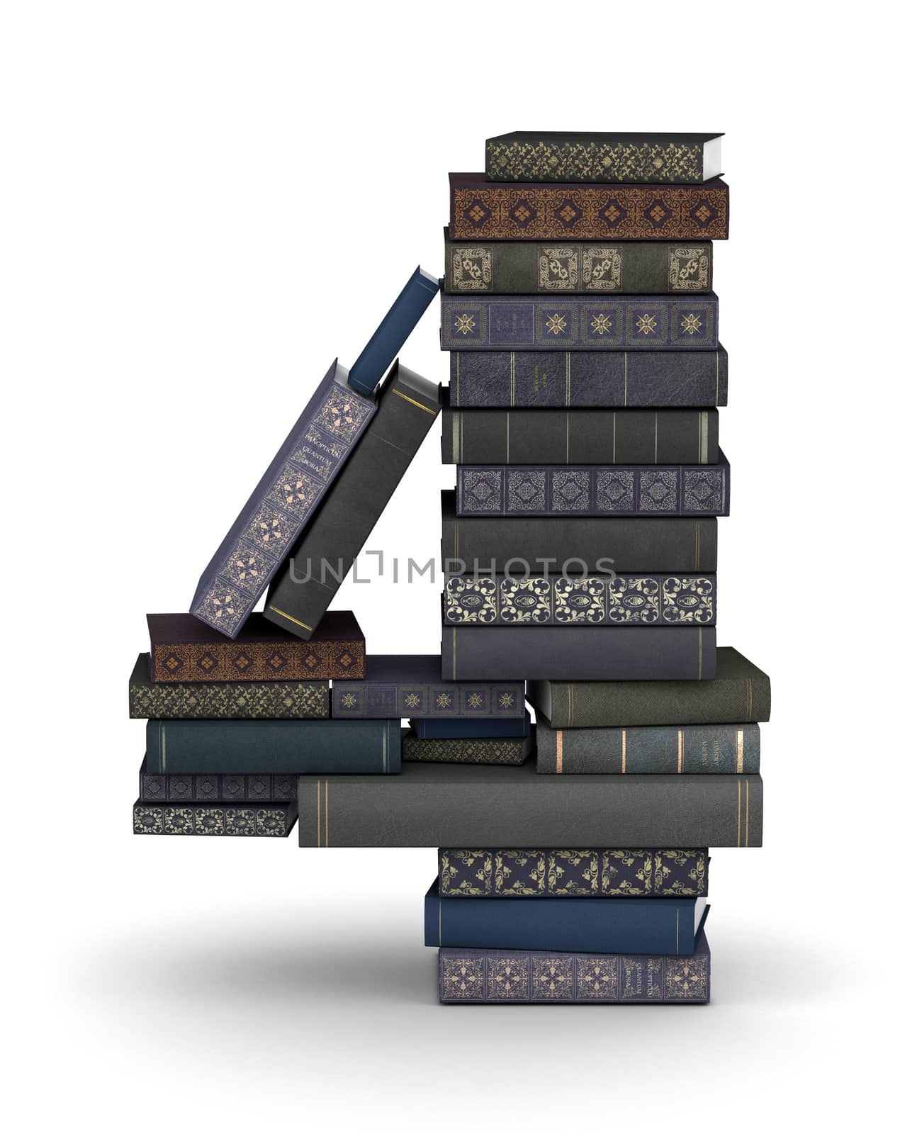 Number 4, stack of books by iunewind