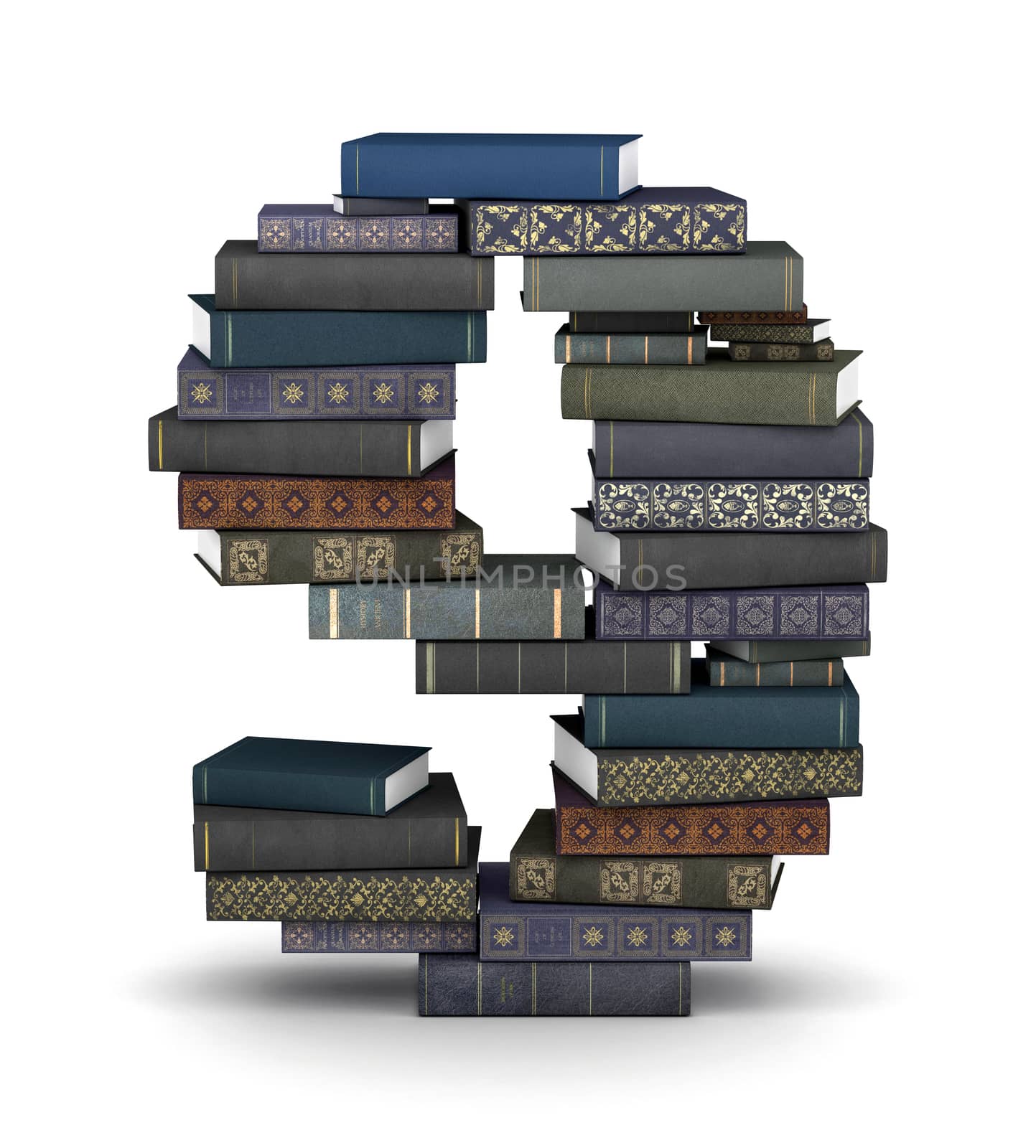 Number 9, stack of books by iunewind