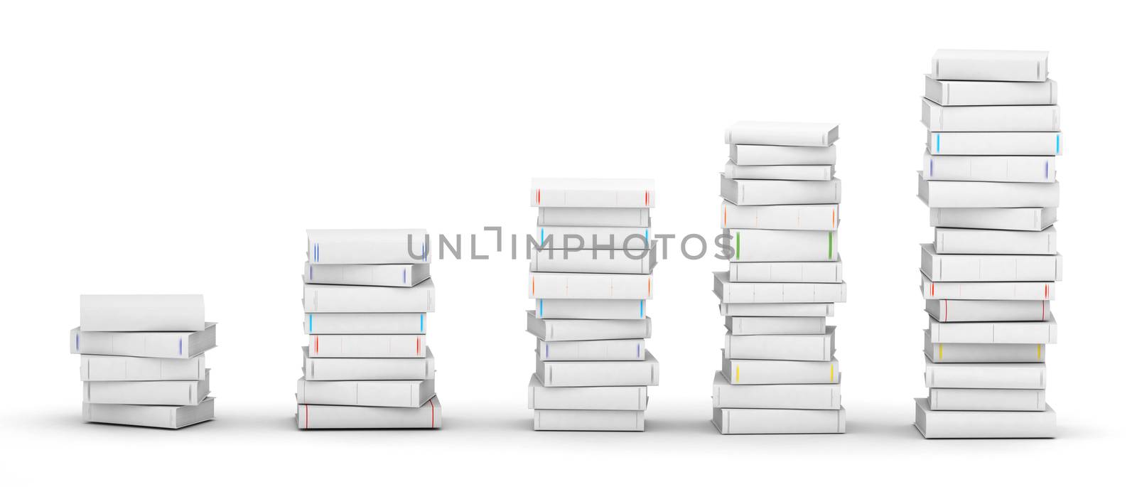 Several white blank books stacks