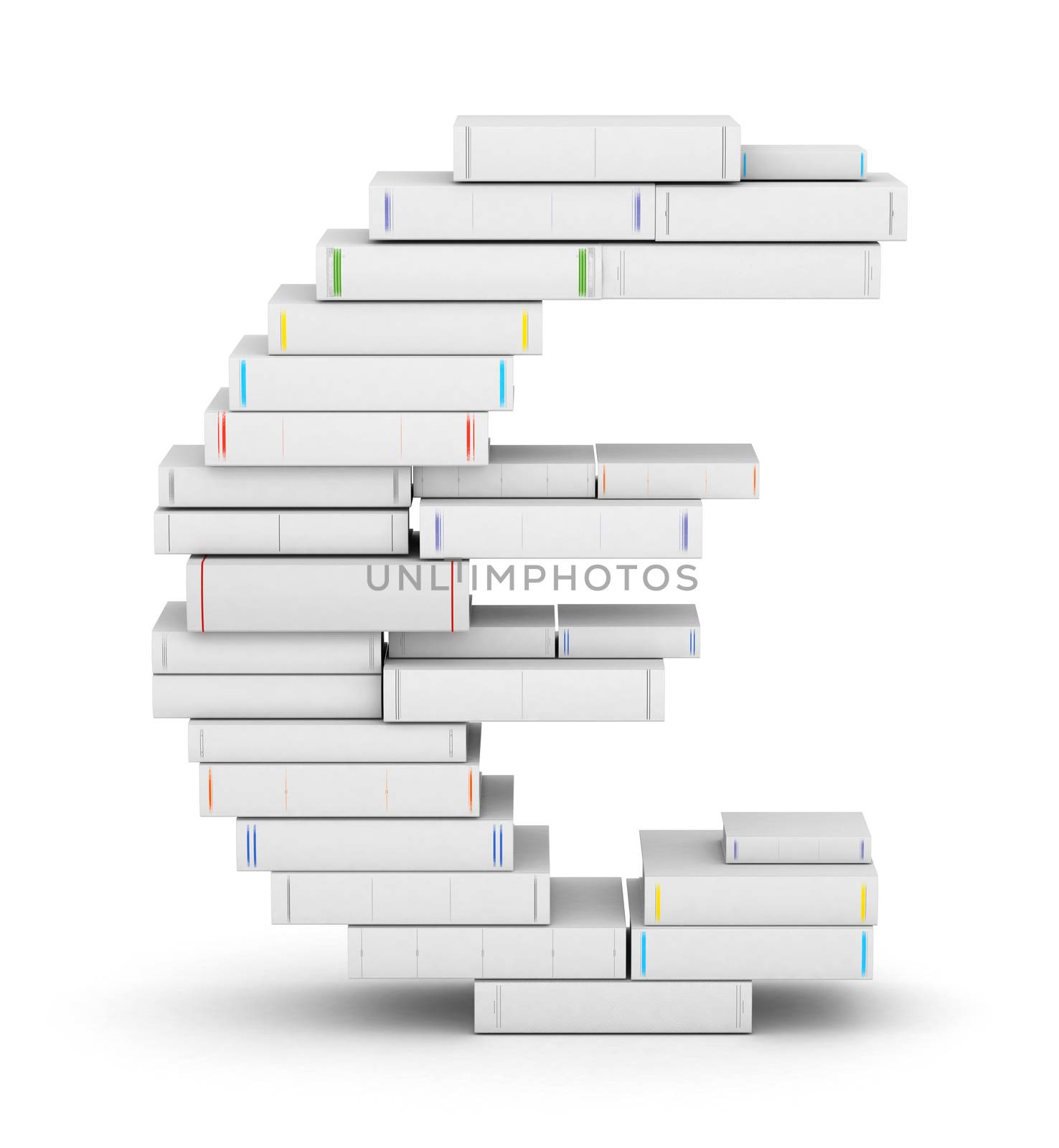 Euro sign , stacked from blank books by iunewind