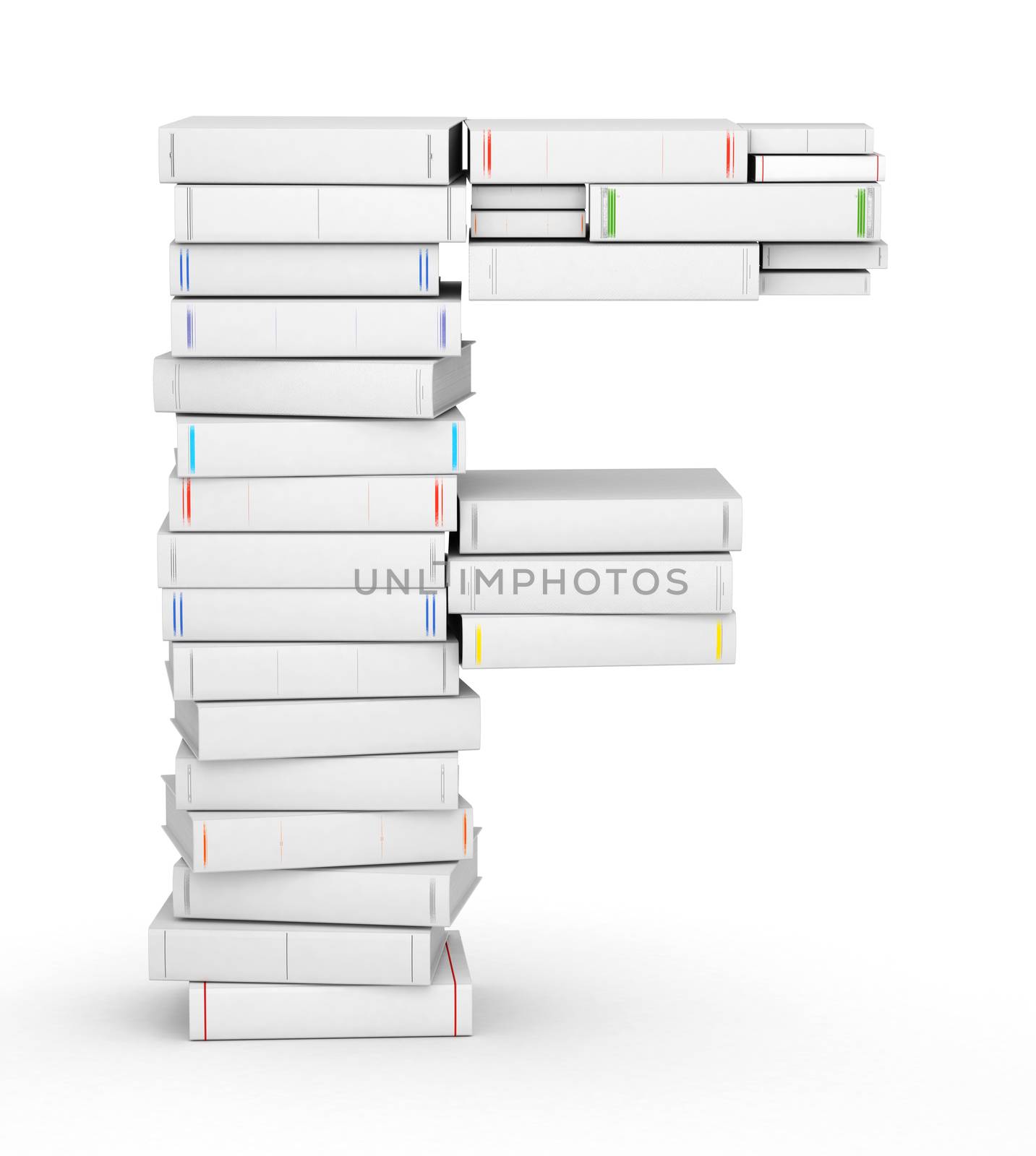 Letter F, stacked from blank books by iunewind