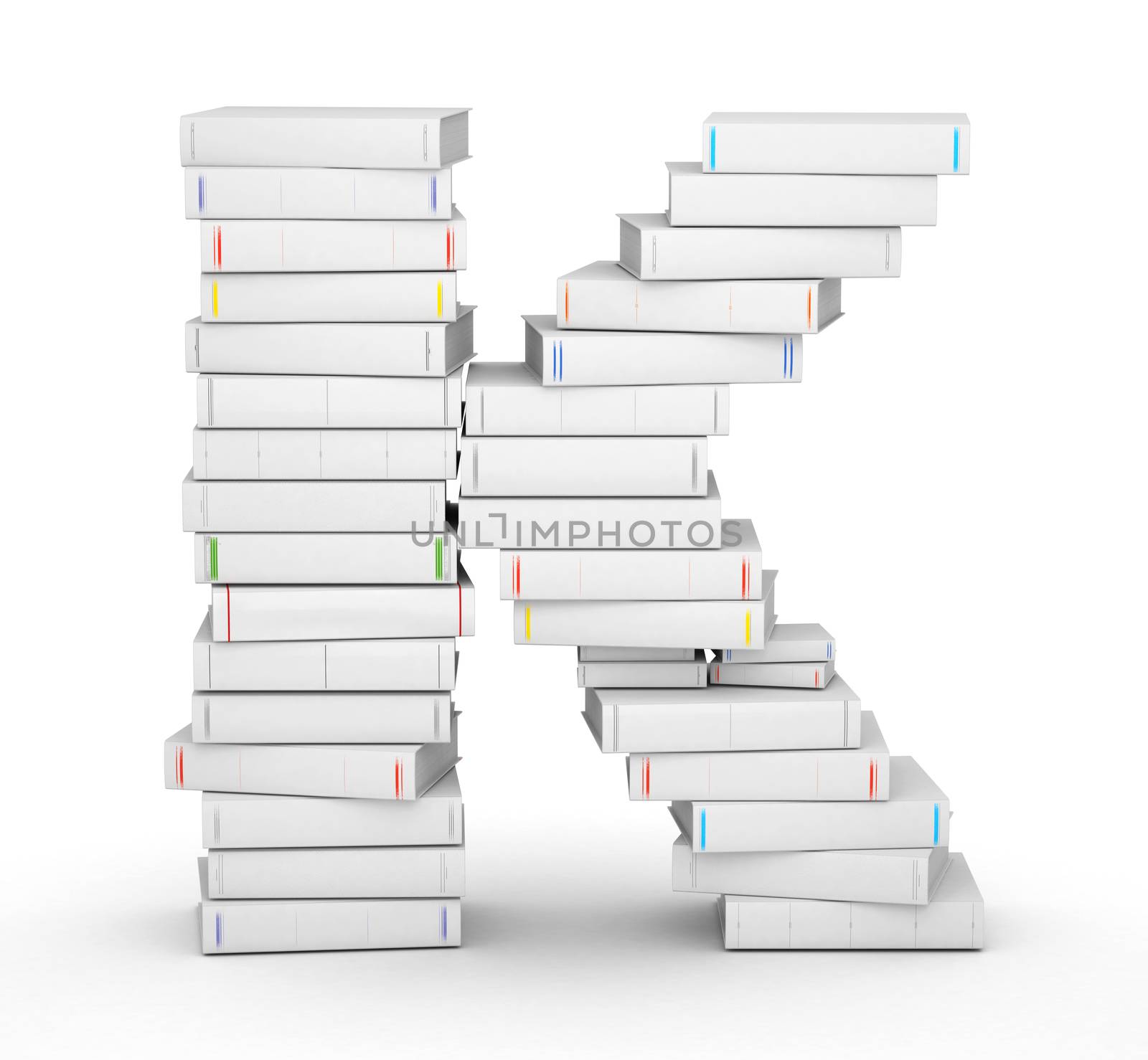 Letter K, stacked from blank books by iunewind