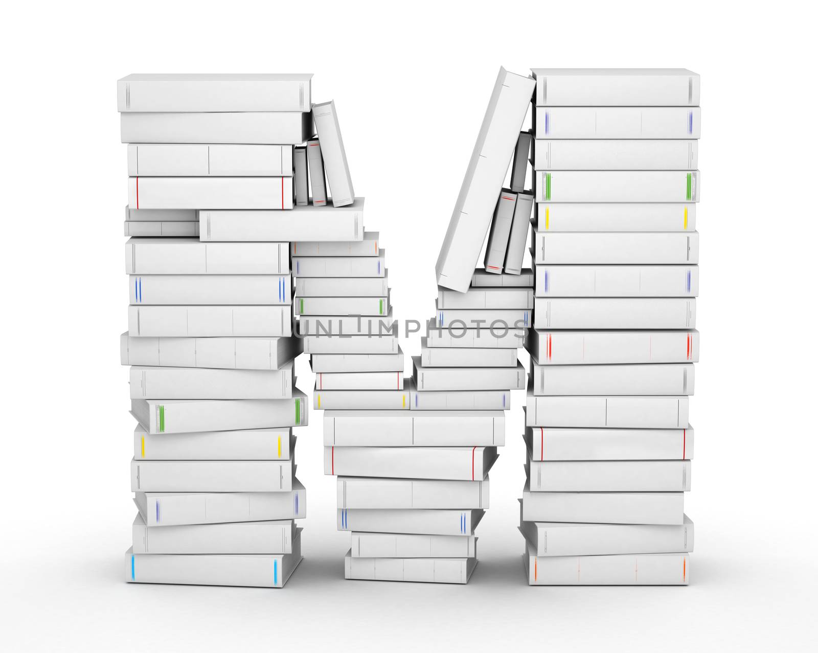 Letter M, stacked from blank books by iunewind