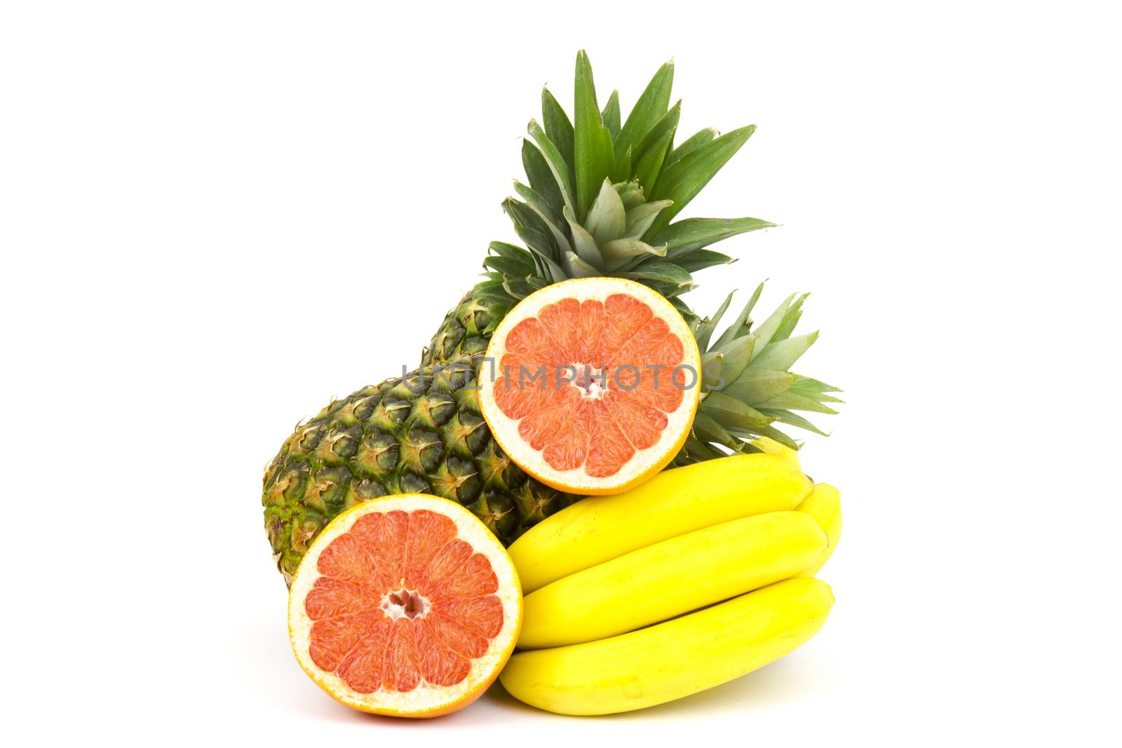 fresh fruits on white background