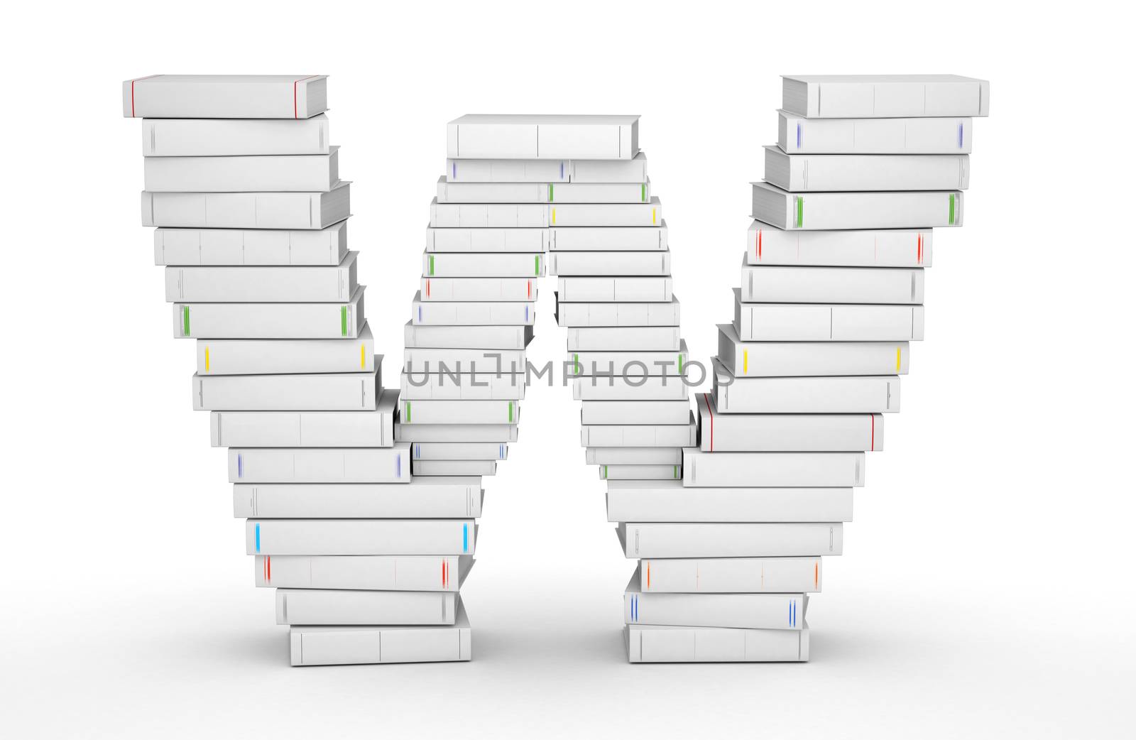 Letter W, stacked from blank books by iunewind