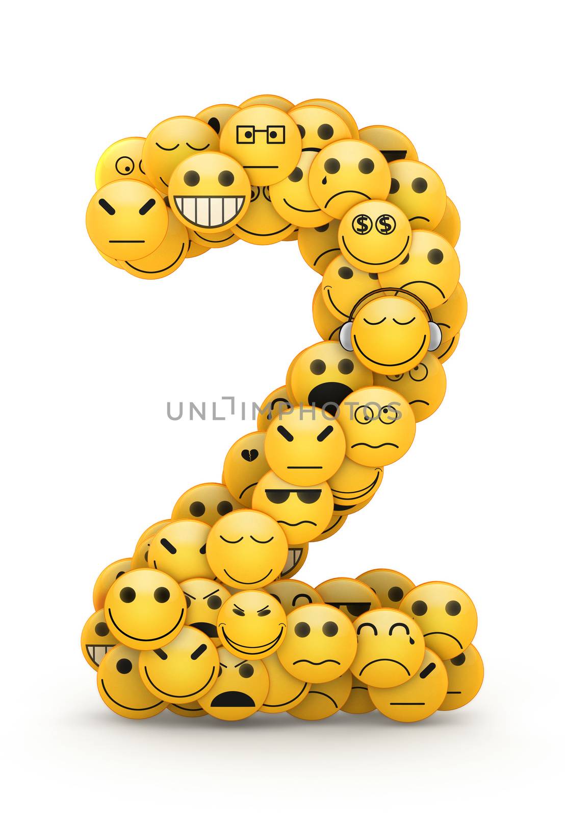 Number 2 compiled from Emoticons smiles with different emotions