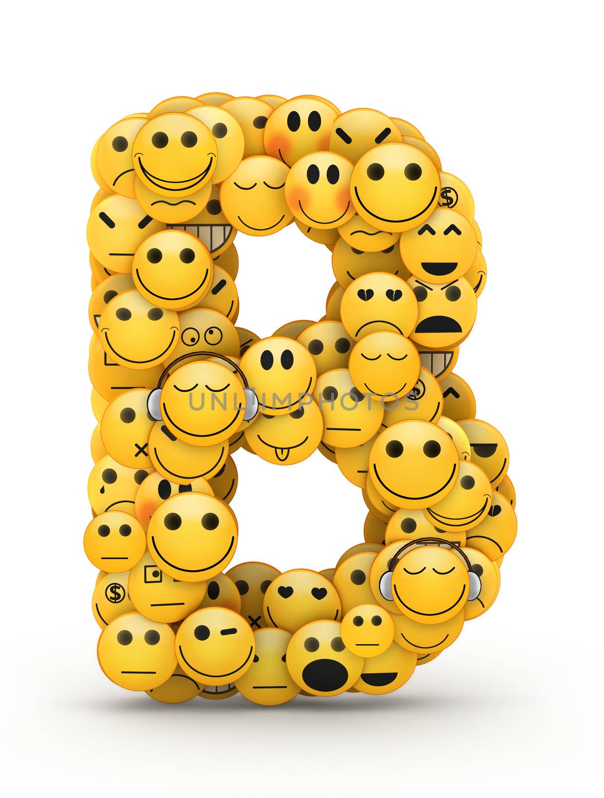 Letter B compiled from Emoticons smiles with different emotions