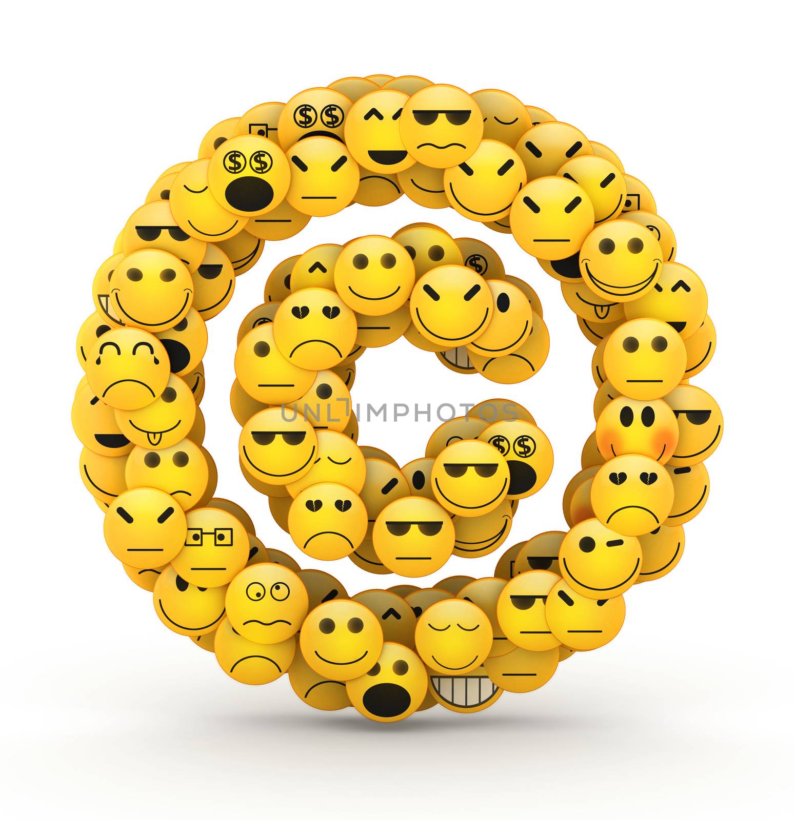  Copyright symbol compiled from Emoticons smiles with different emotions