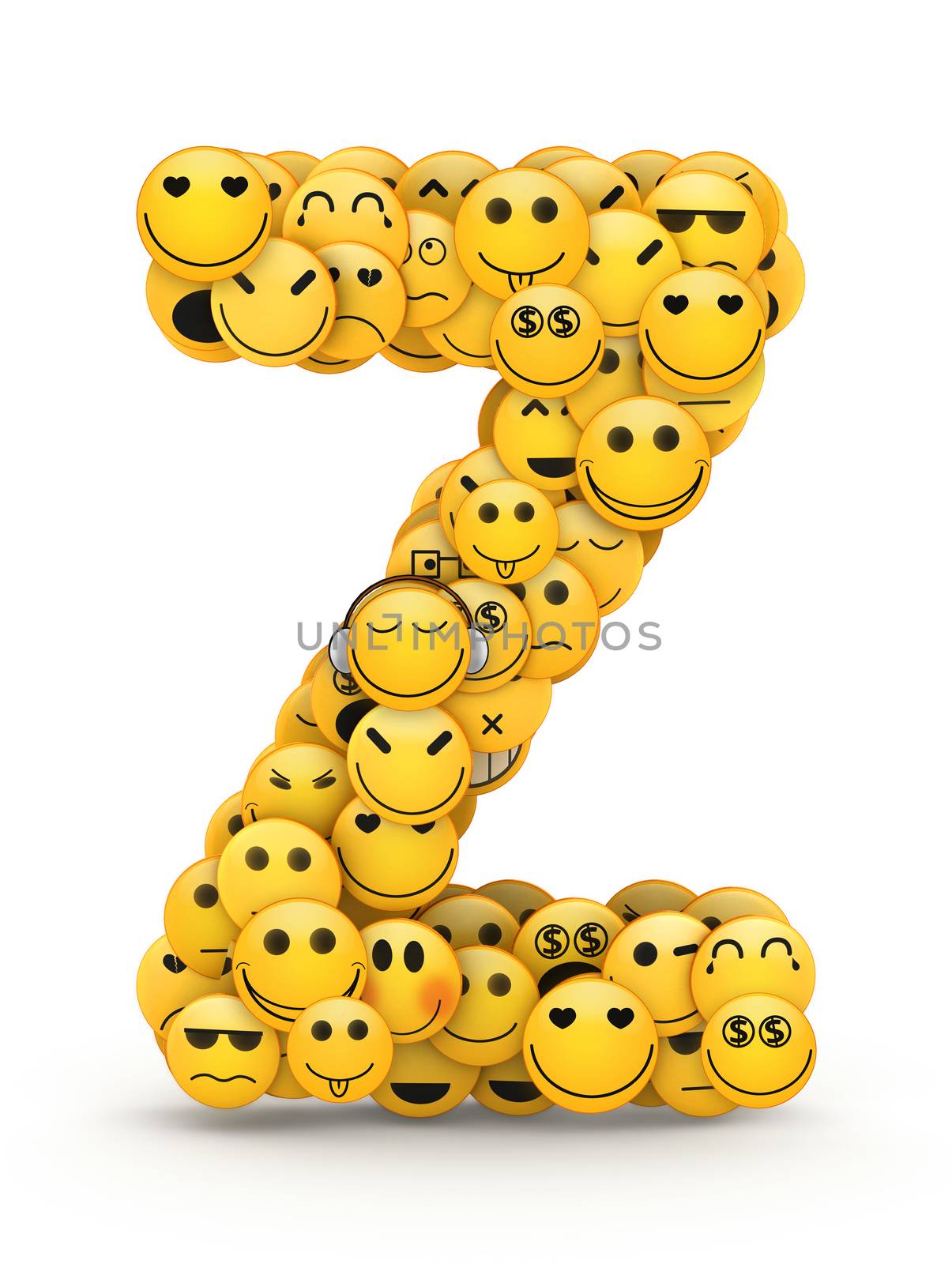 Letter Z compiled from Emoticons smiles with different emotions