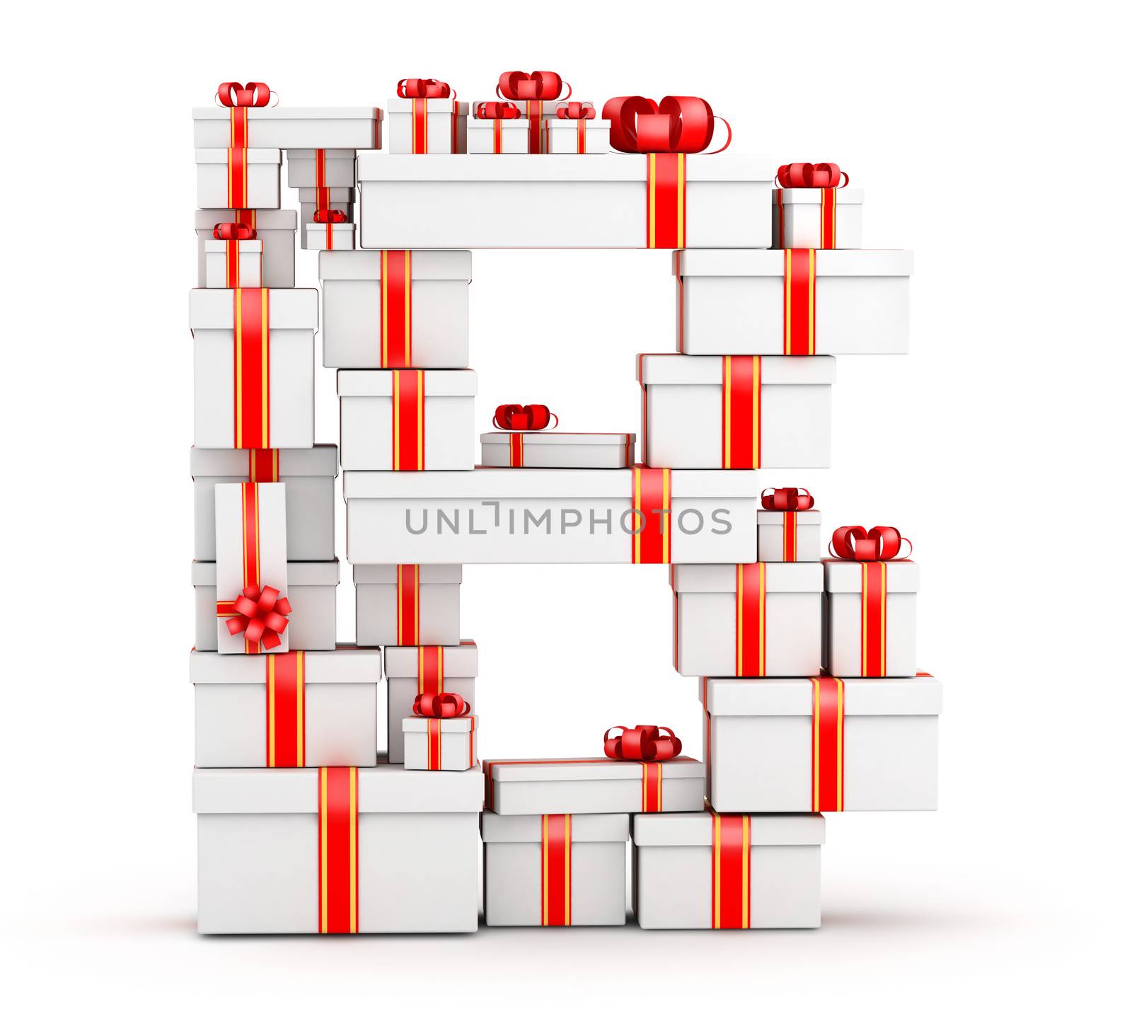 Letter from boxes of gifts decorated with red ribbons by iunewind