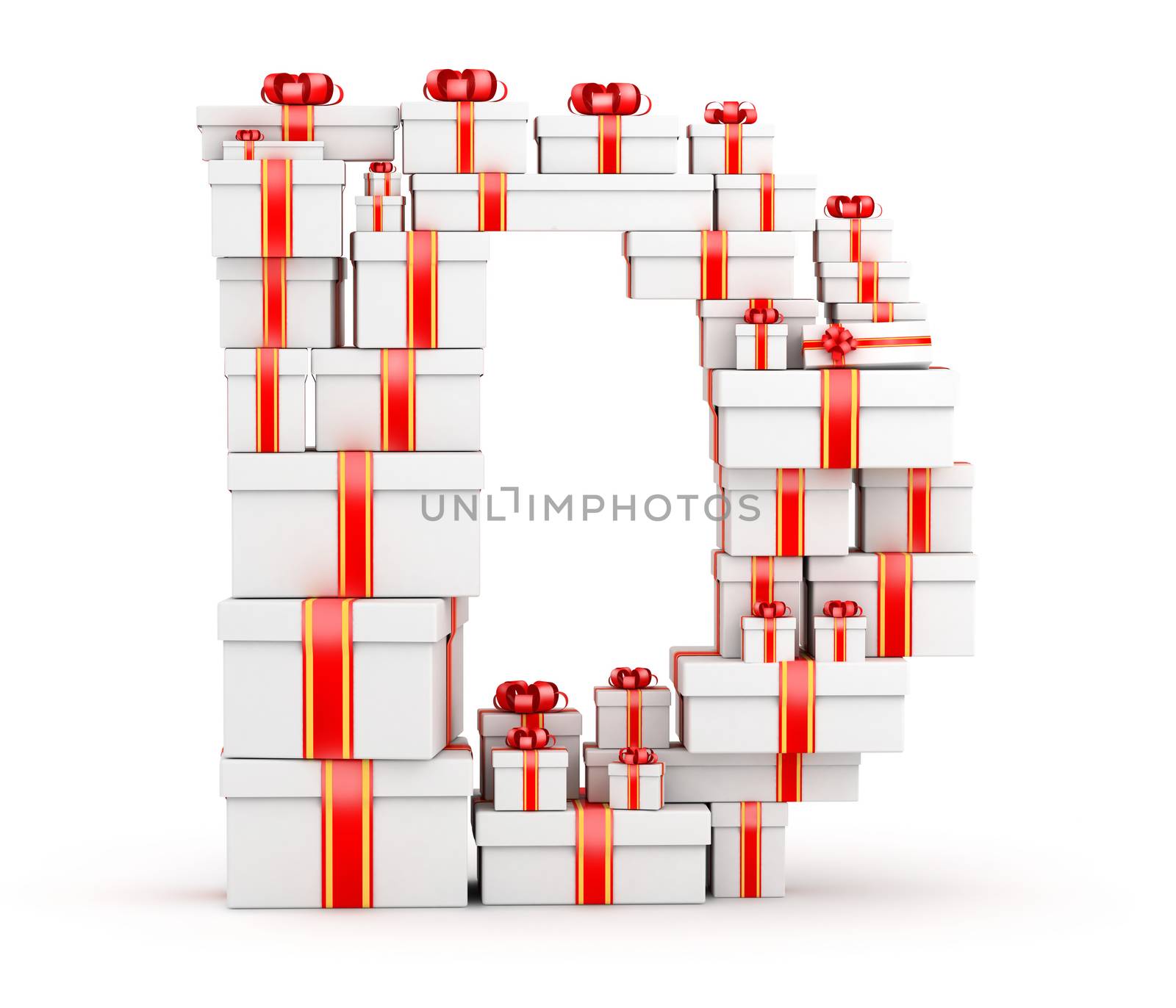 Letter from boxes of gifts decorated with red ribbons by iunewind