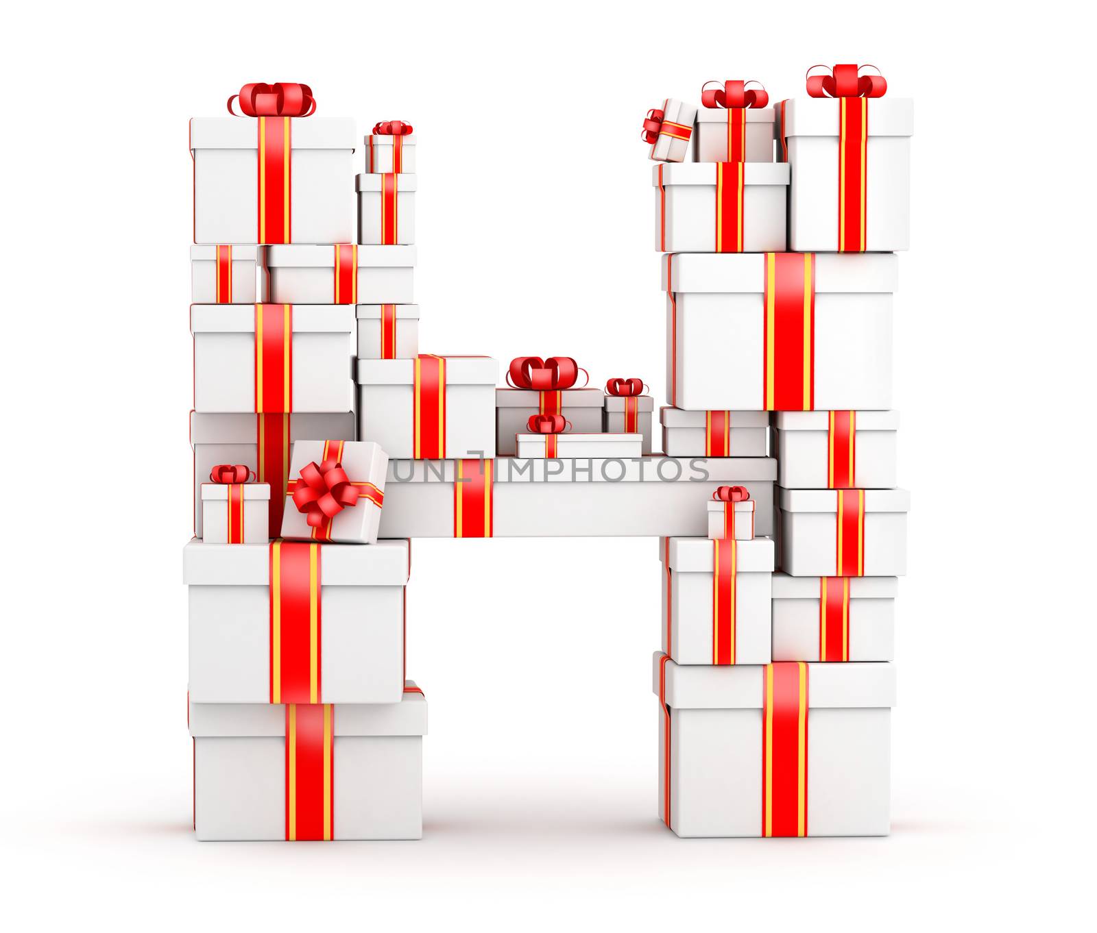 Letter from boxes of gifts decorated with red ribbons by iunewind