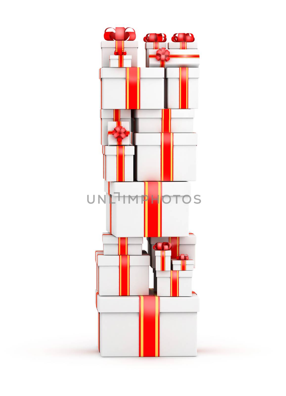 Letter I from boxes of gifts decorated with red ribbons by iunewind