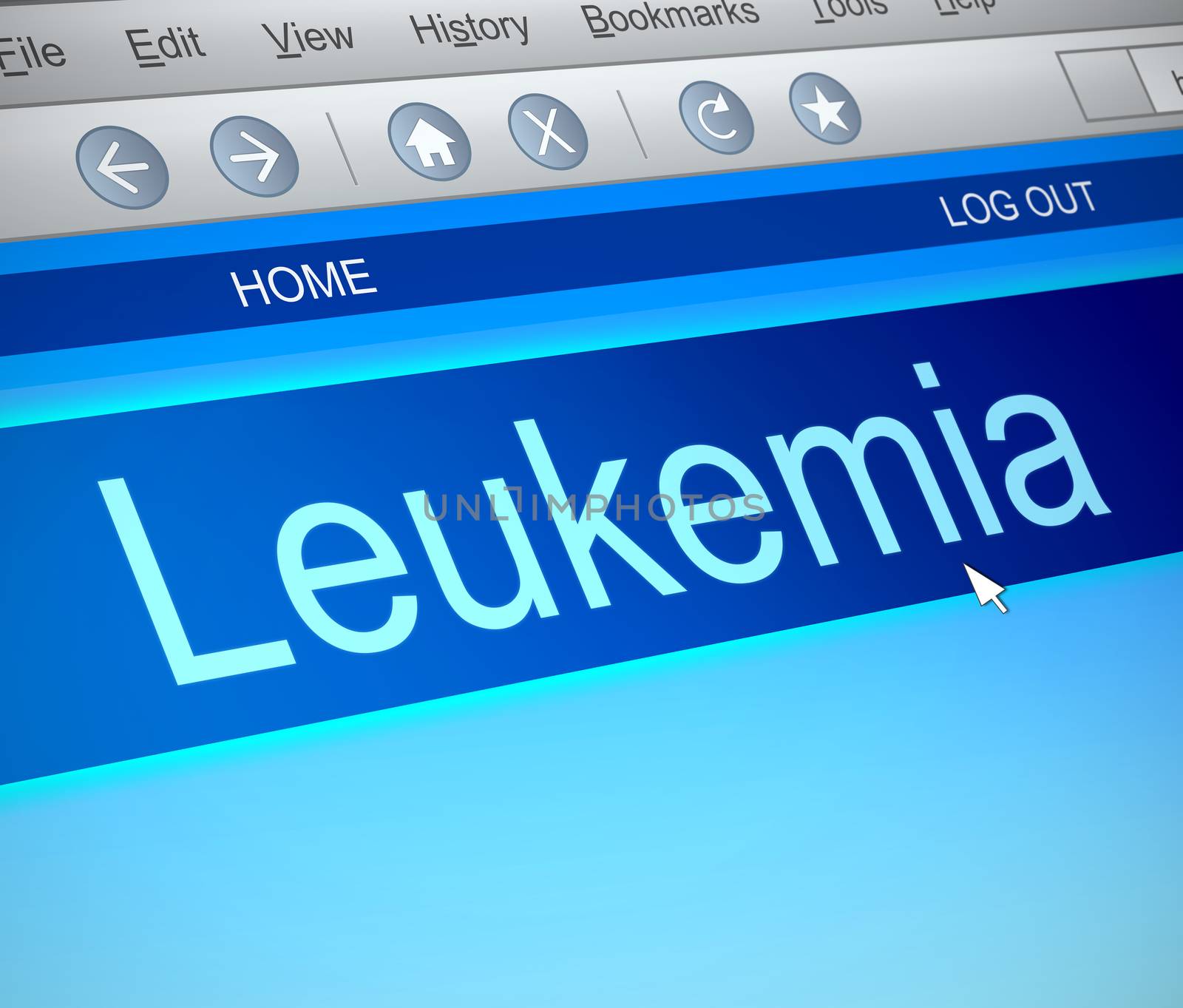 Illustration depicting a computer screen capture with a Leukemia concept.
