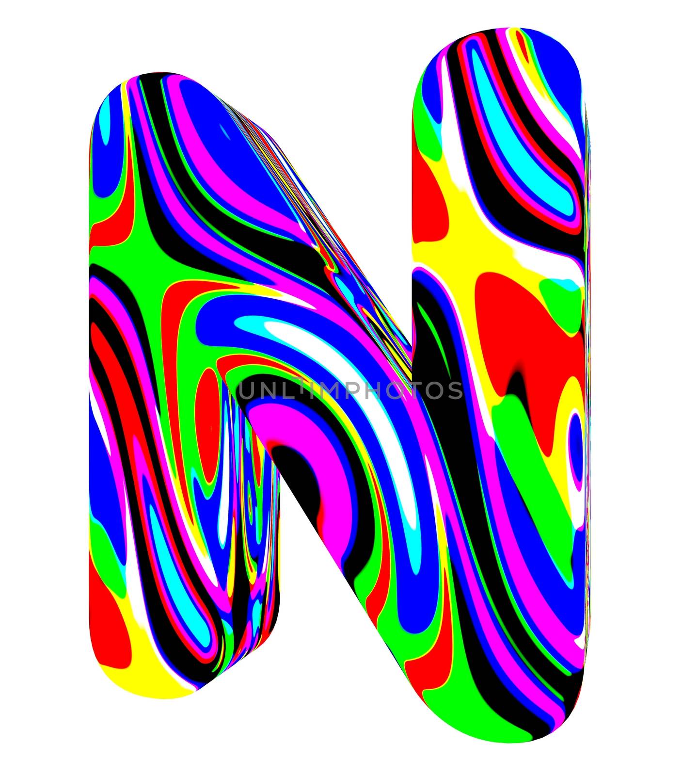 3d letter colored with bright colors