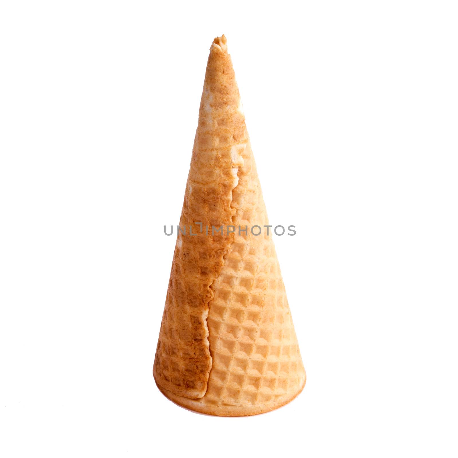 Waffle cone on a white background