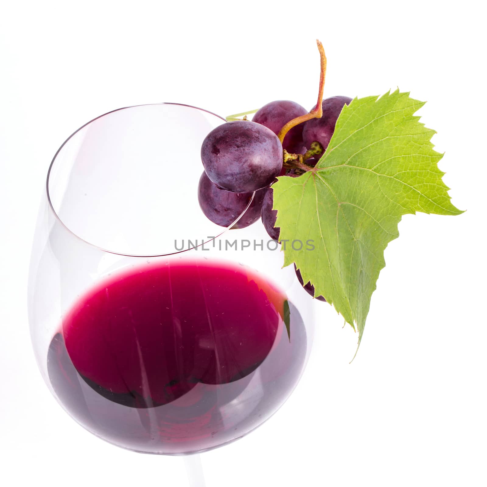 Red wine on a white background