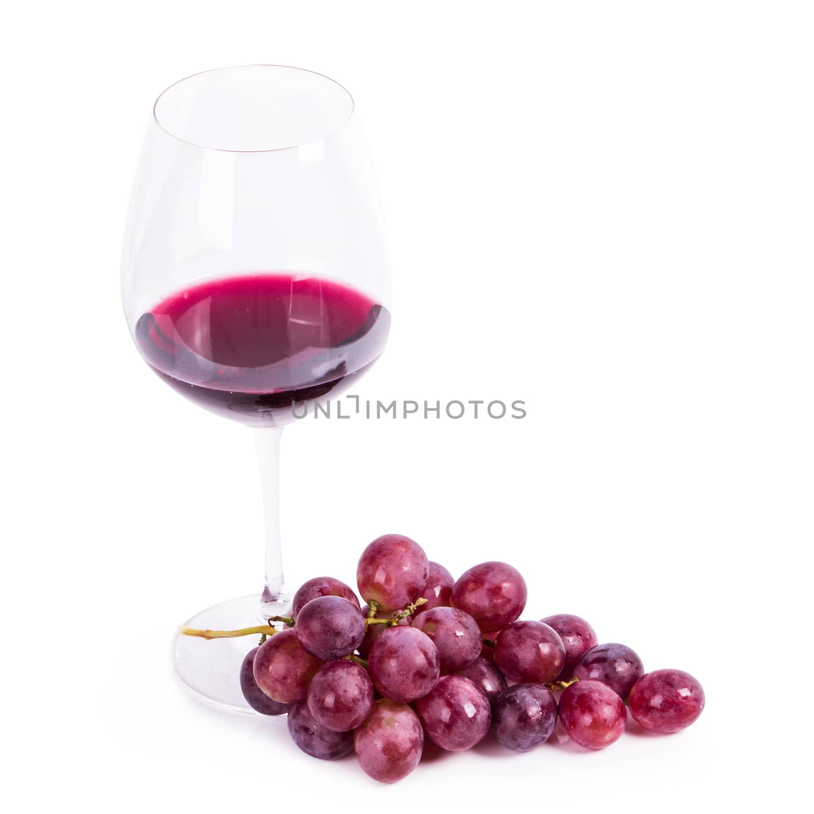 Red wine on a white background