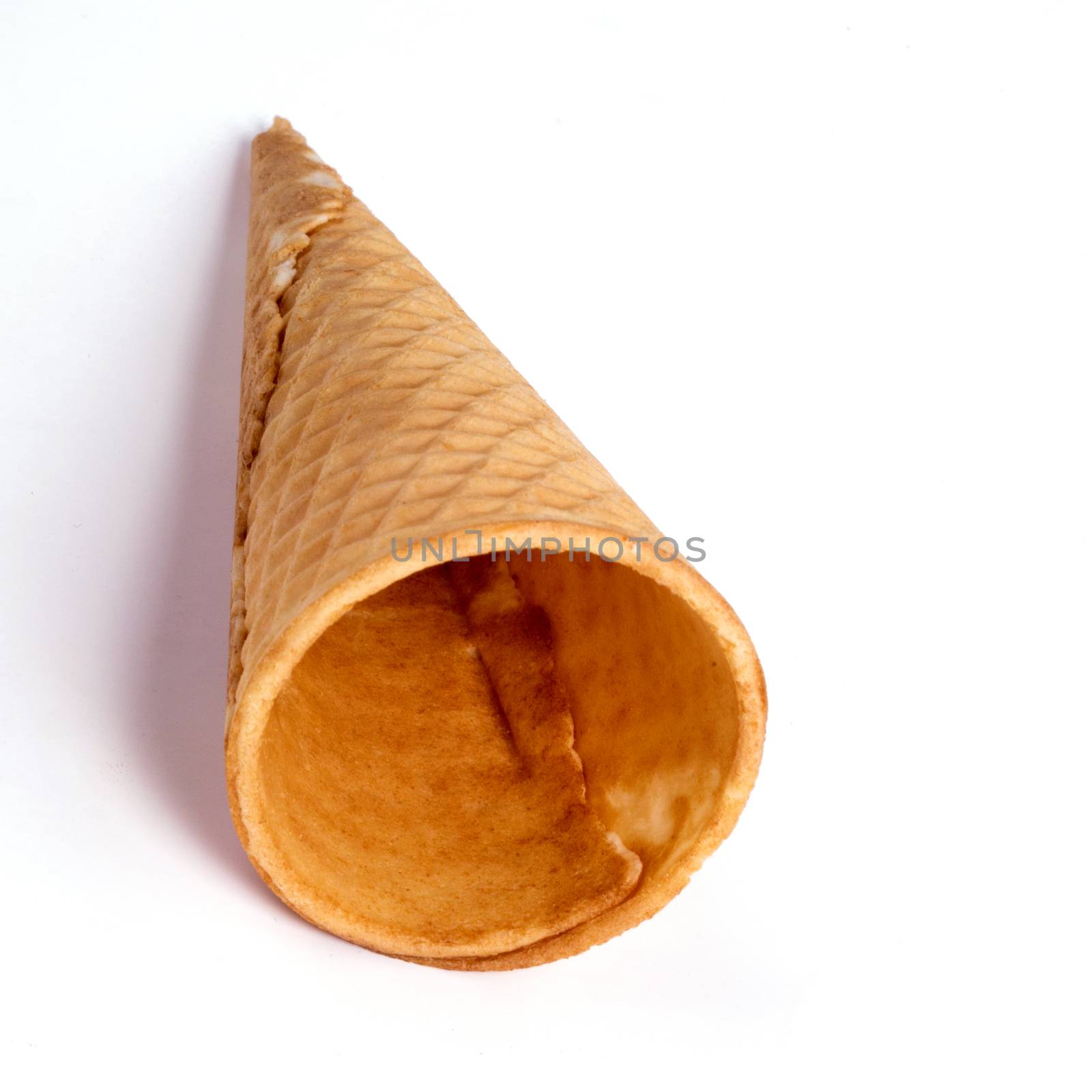 Waffle cone on a white background