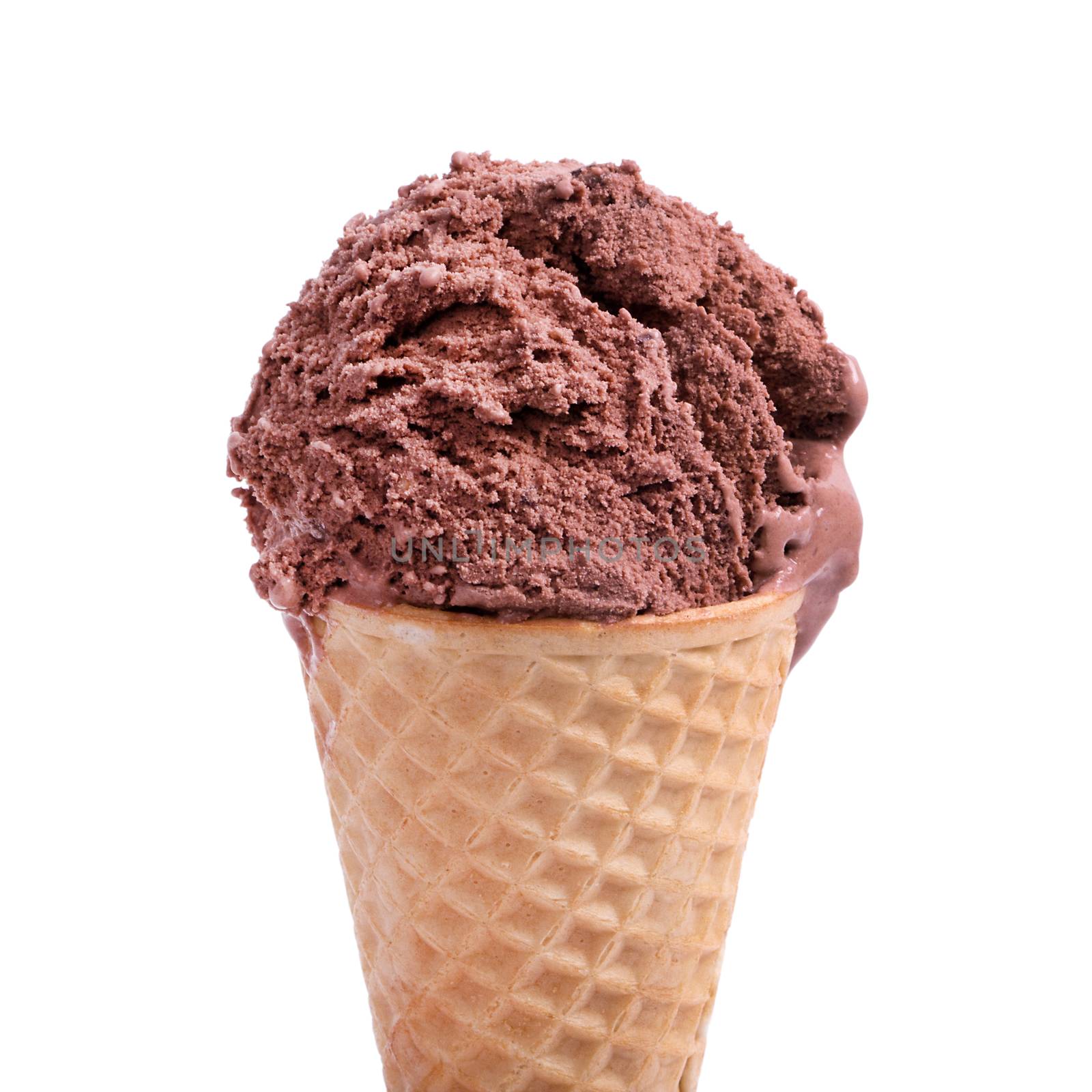 Chocolate icecream on a white background
