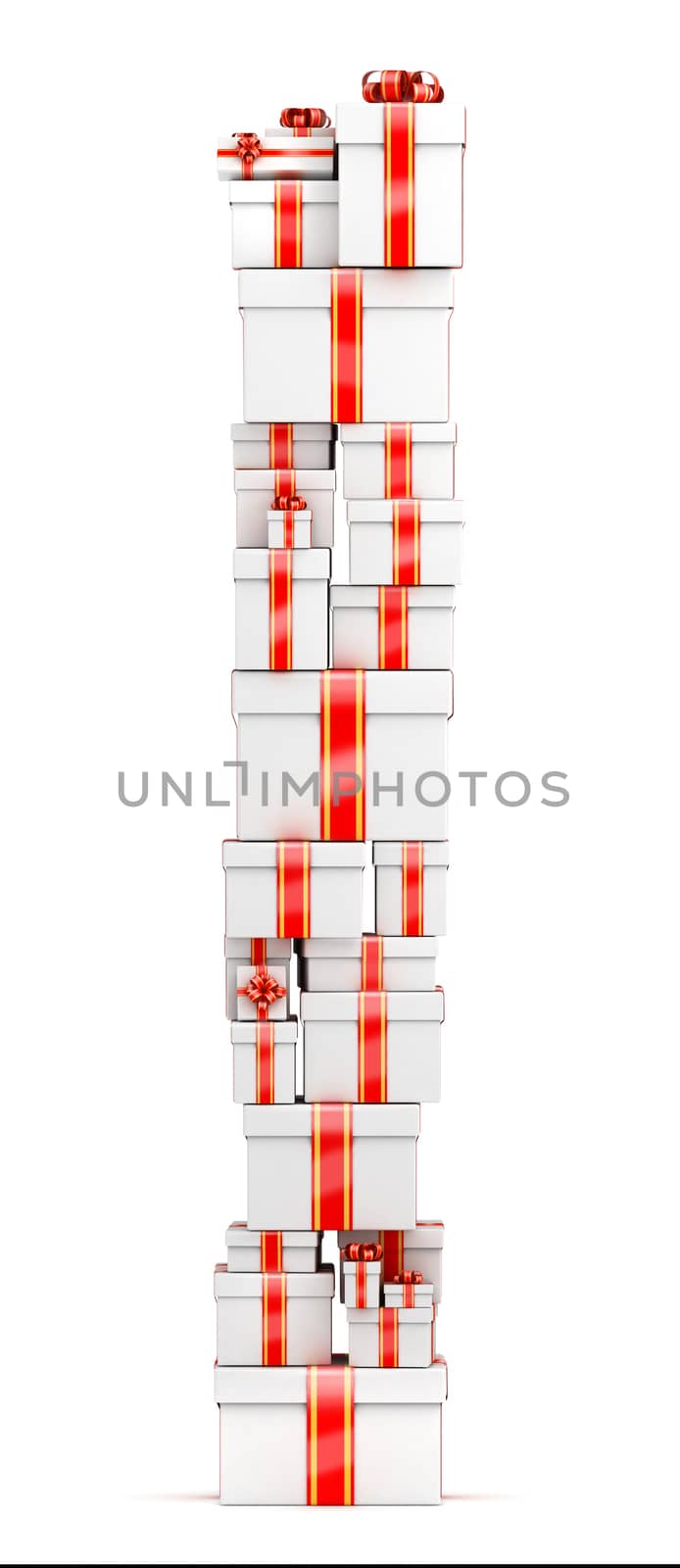 Tall tower of gift boxes - white gift boxes staked