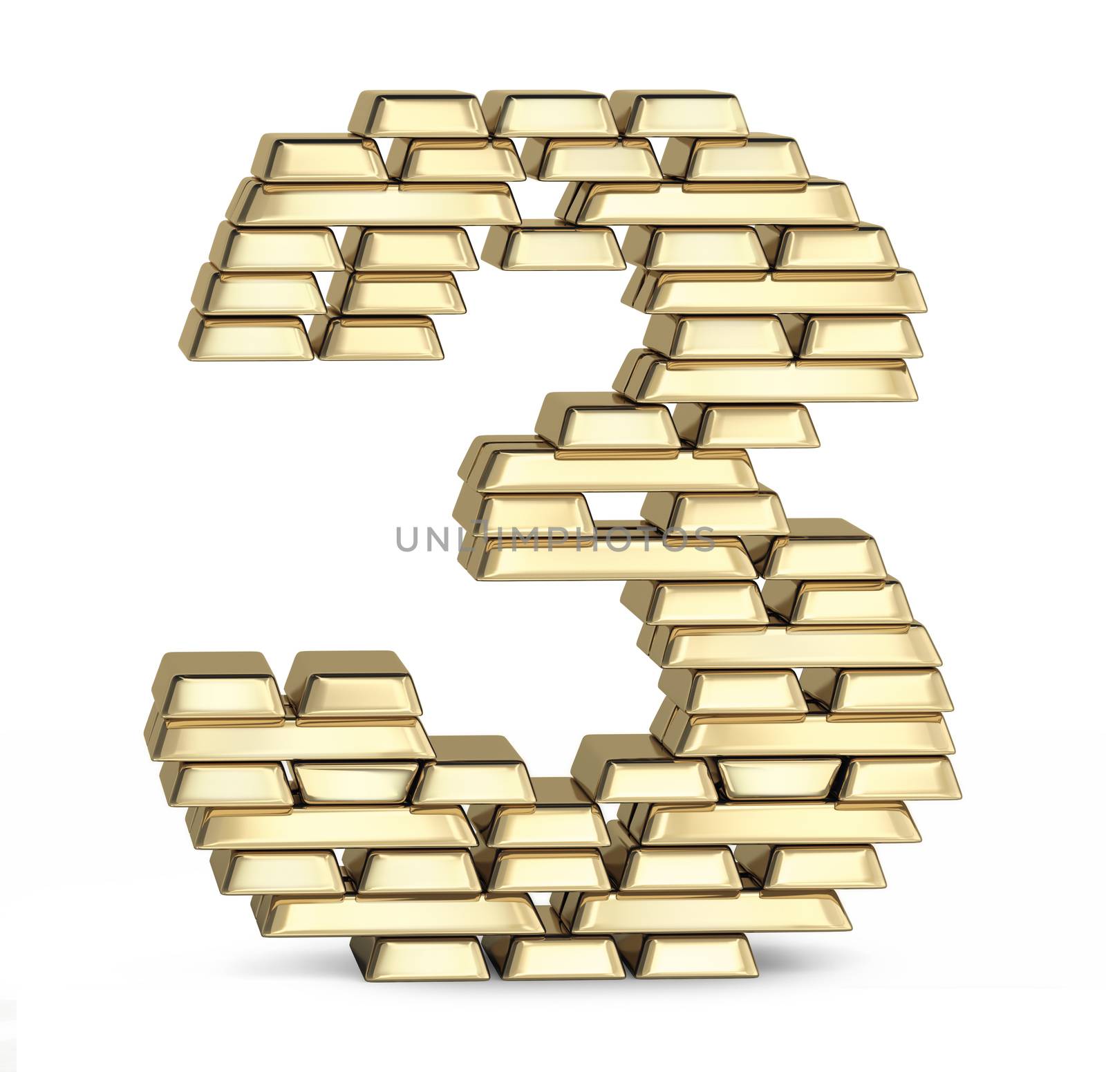 Number 3 from gold bars by iunewind