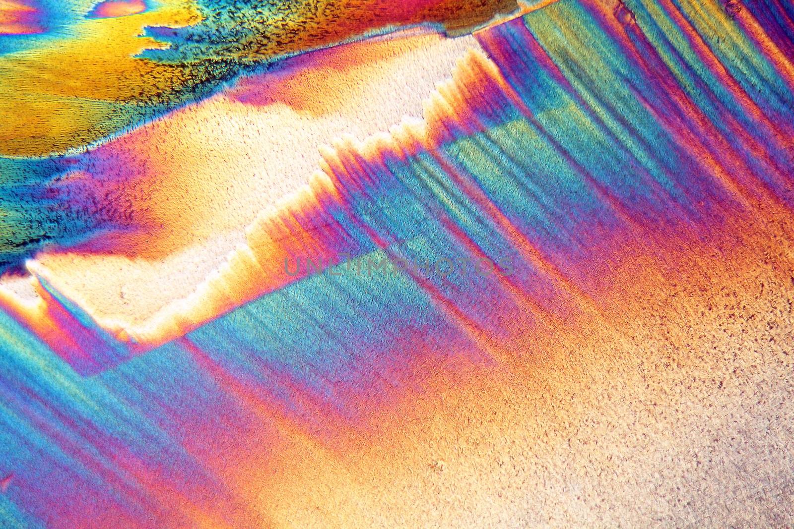 Cystein is a semi-essential amino acid which occurs in the human body. The photo is made with a magnification of 100x and in polarized light. The sample is pure Cystein chloride precipitated from a solution on a microscope slide.