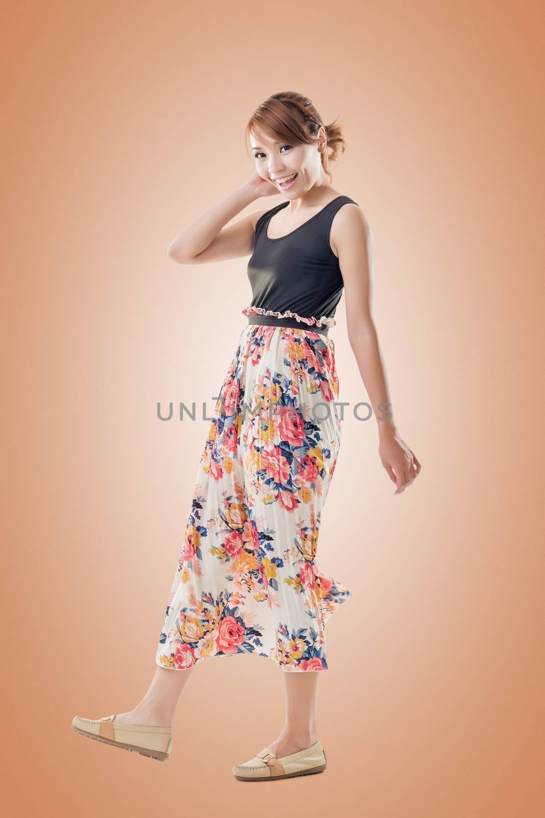 Attractive Asian woman with maxi dresses by elwynn